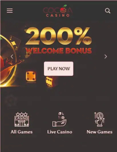 Cocoa Casino Mobile Interface Screenshot
