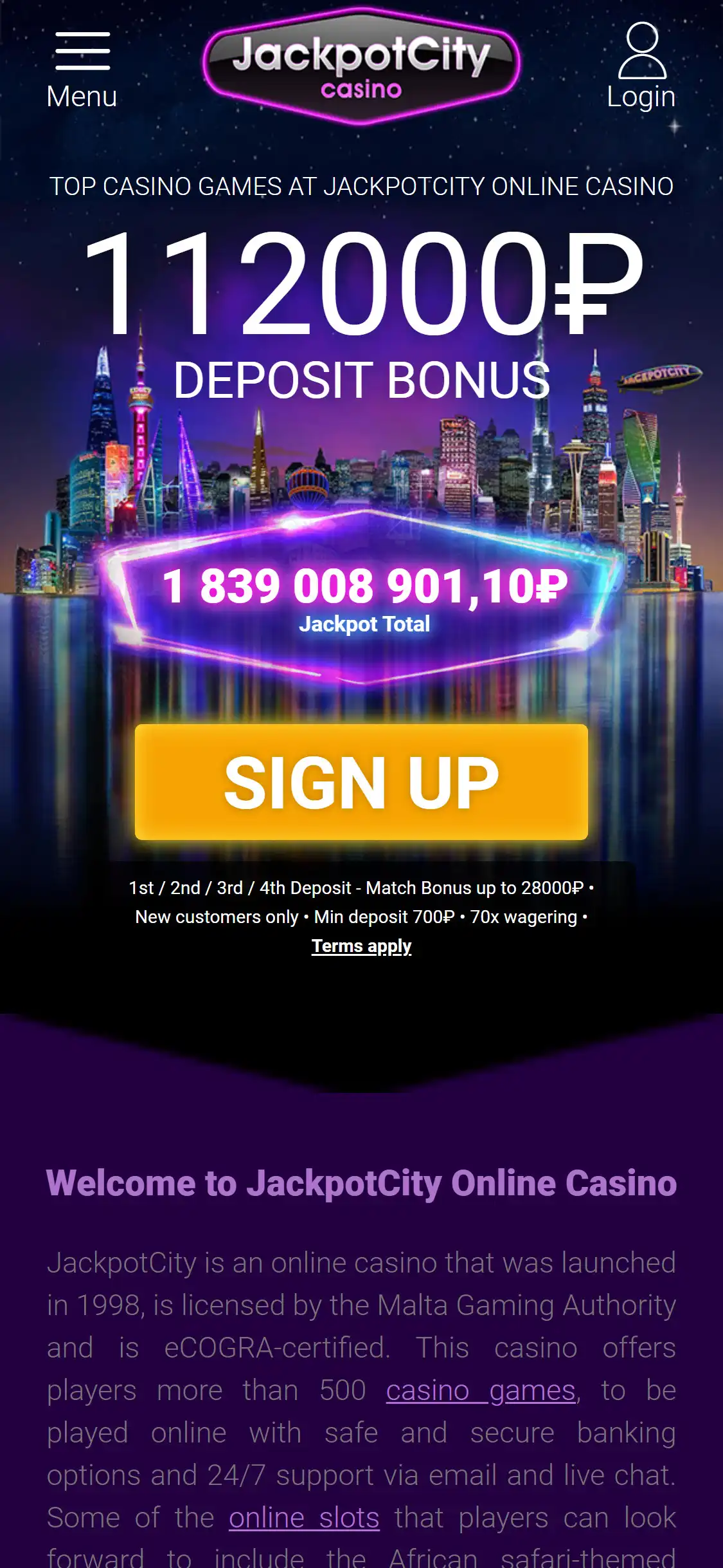 Jackpot City Casino Mobile Review