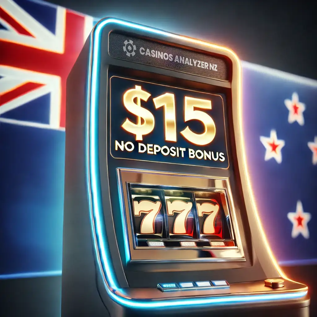  No Deposit Bonus sign on slot machine with the New Zealand