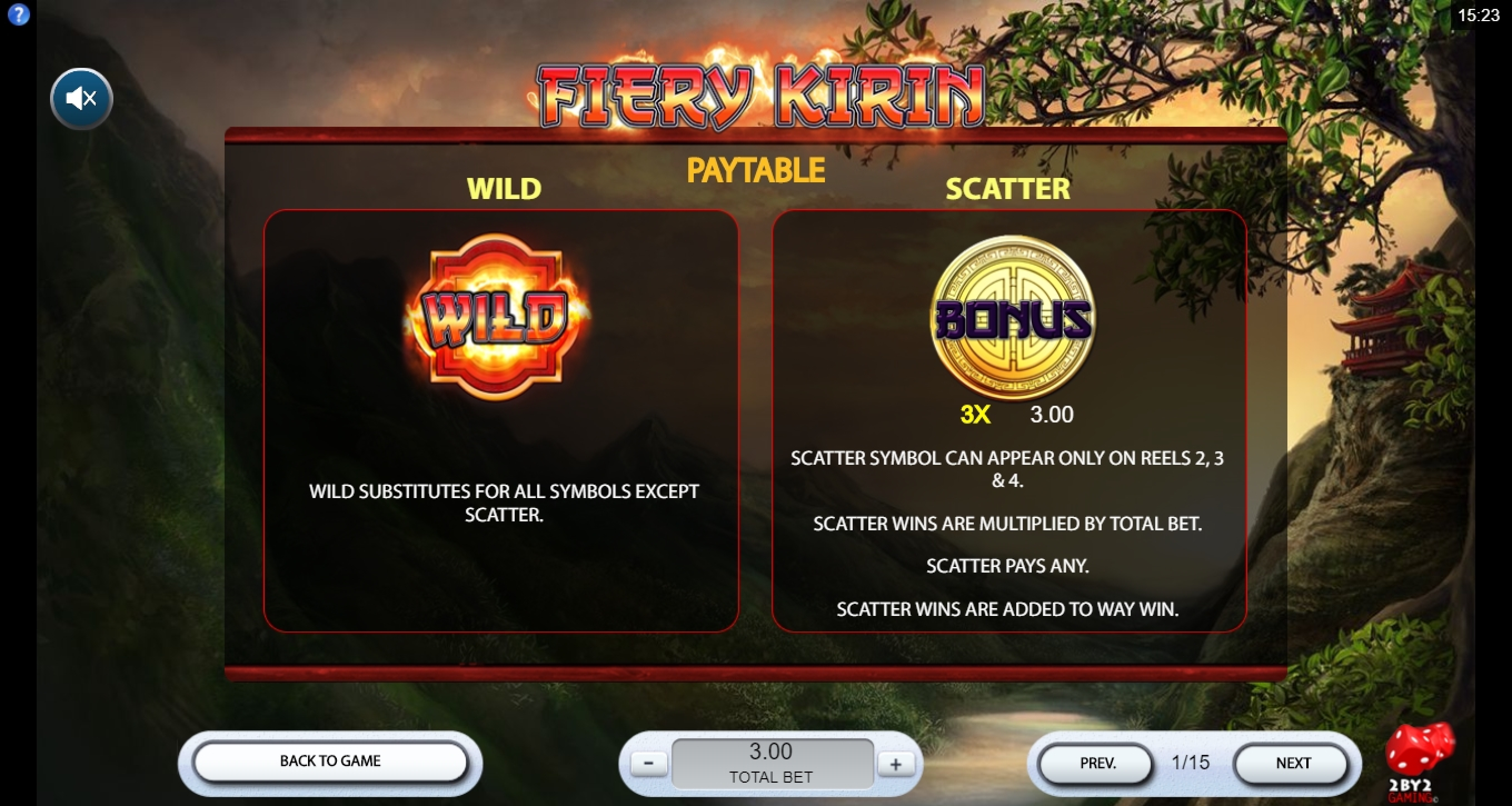 Info of Fiery Kirin Slot Game by 2 By 2 Gaming