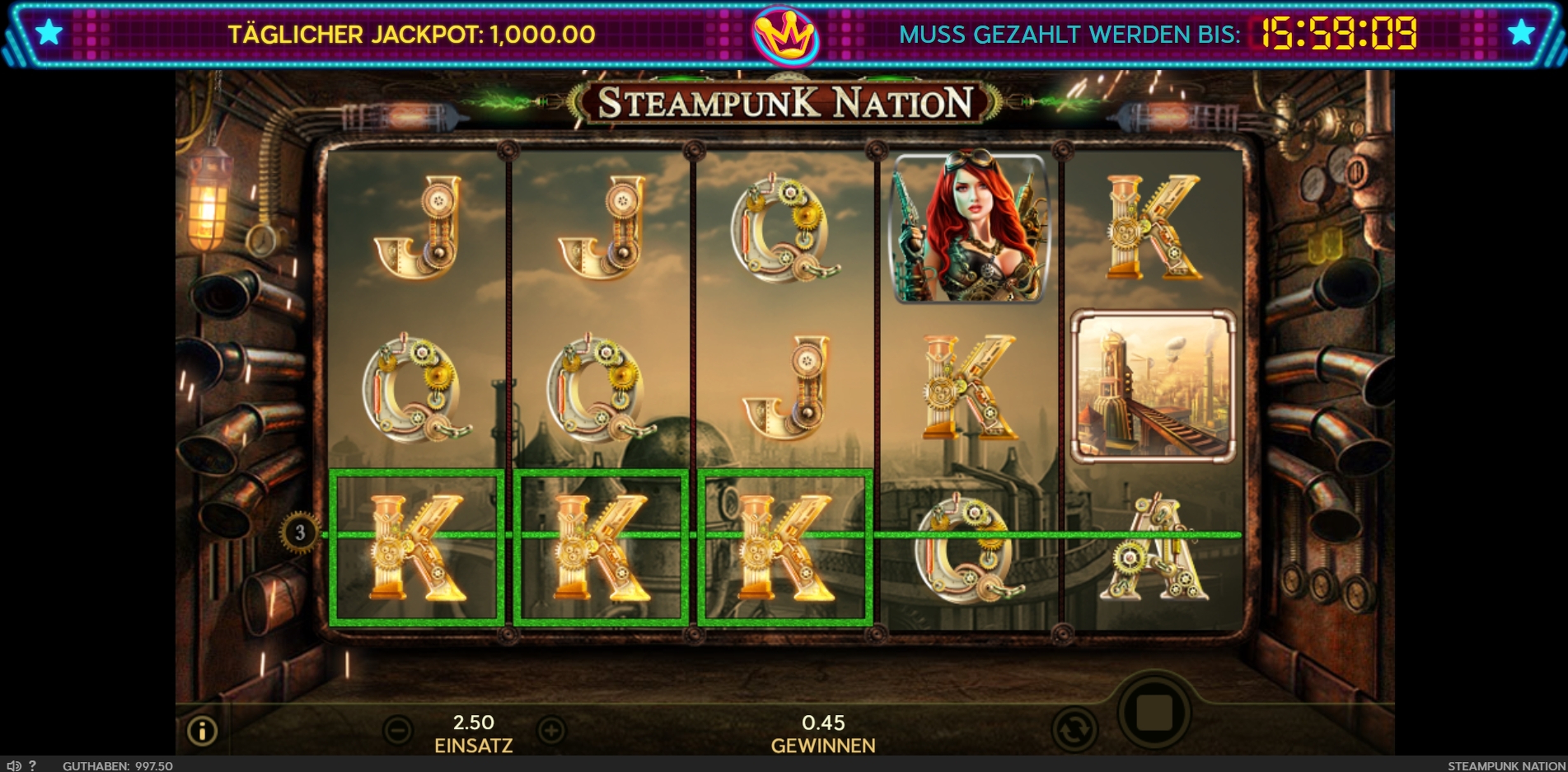 Win Money in Steampunk Nation Free Slot Game by 888 Gaming