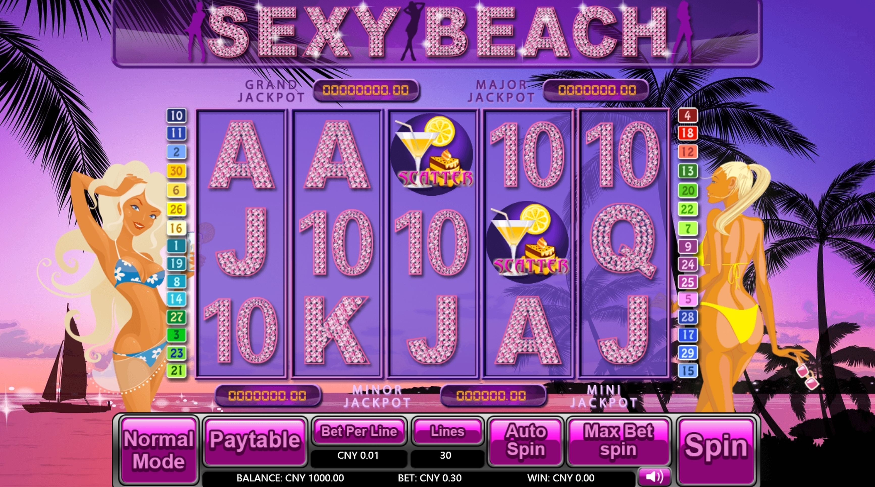Reels in Sexy Beach Slot Game by Aiwin Games