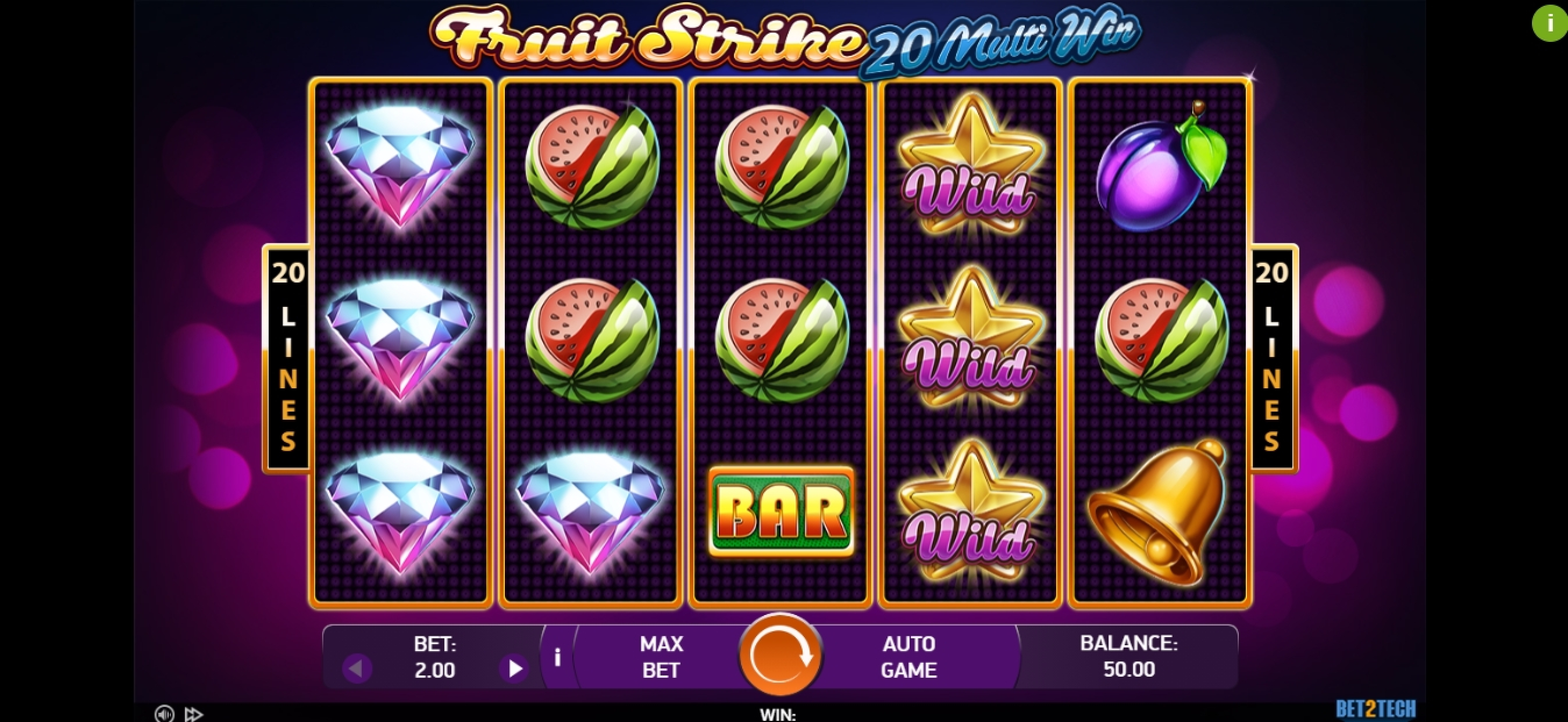 Reels in Fruit Strike: 20 Multi Win Slot Game by Bet2Tech