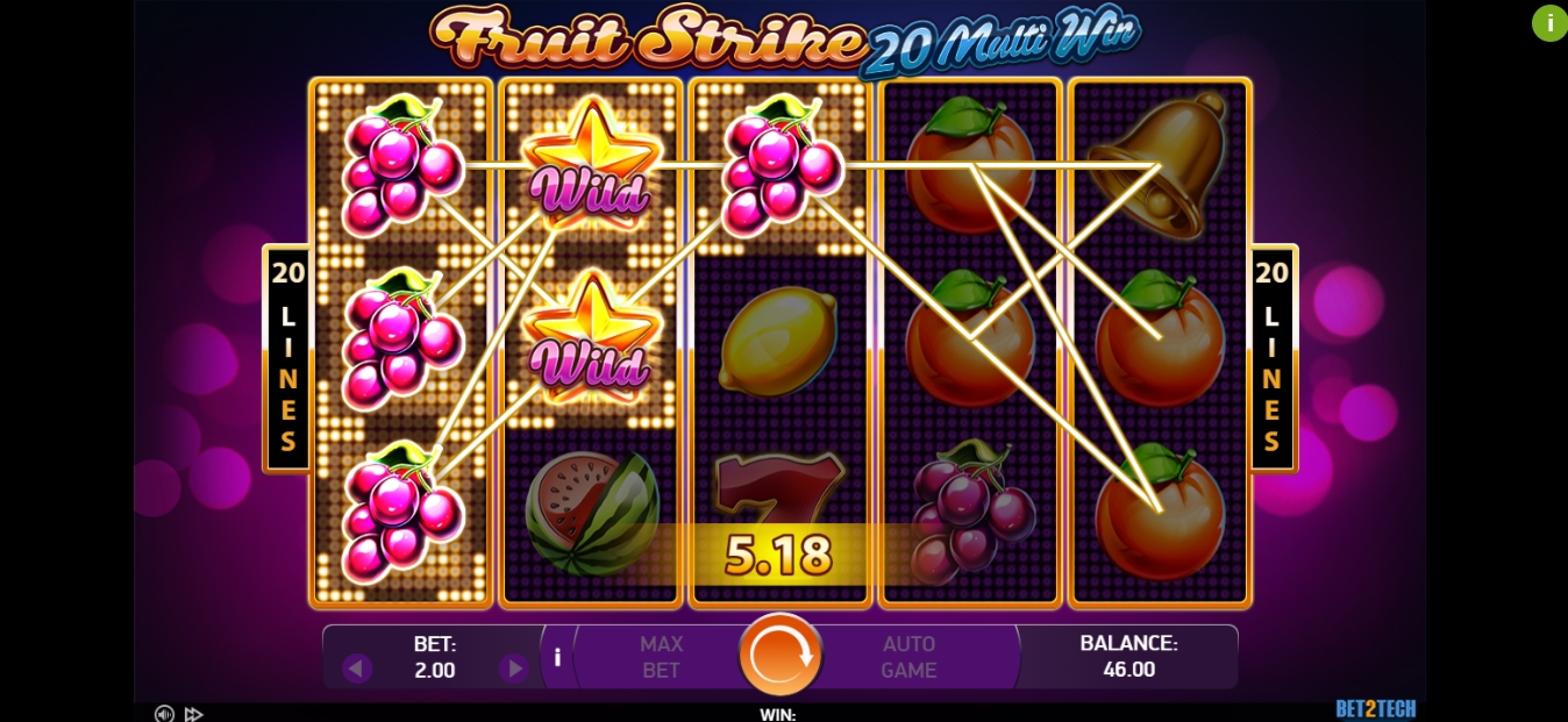 Win Money in Fruit Strike: 20 Multi Win Free Slot Game by Bet2Tech