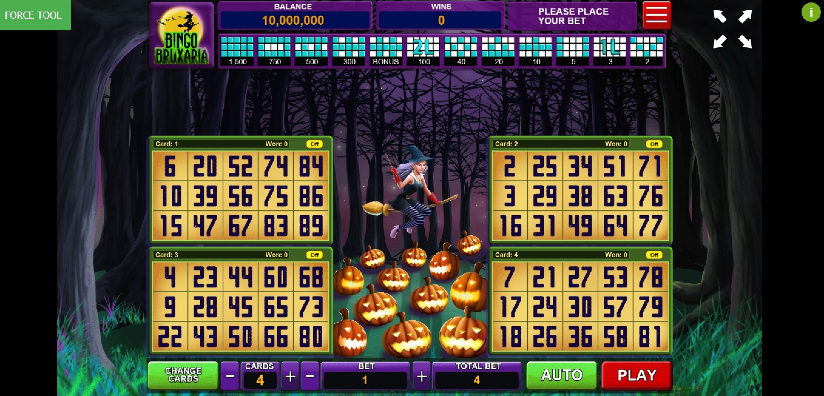 Reels in Bingo Bruxaria Slot Game by Caleta Gaming