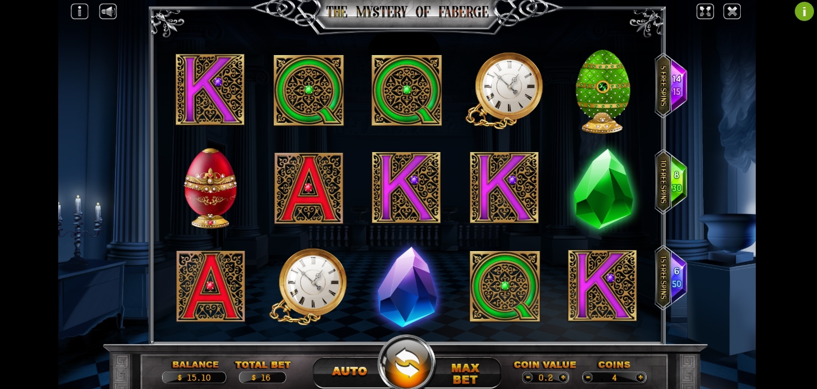 Reels in The Mystery of Faberge Slot Game by Charismatic