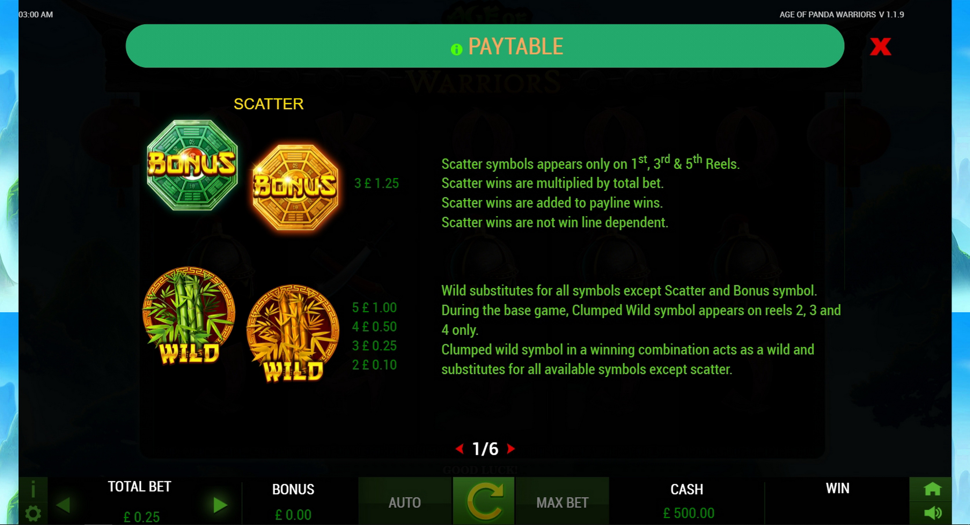 Info of Age of Panda Warriors Slot Game by ReelFeel Gaming