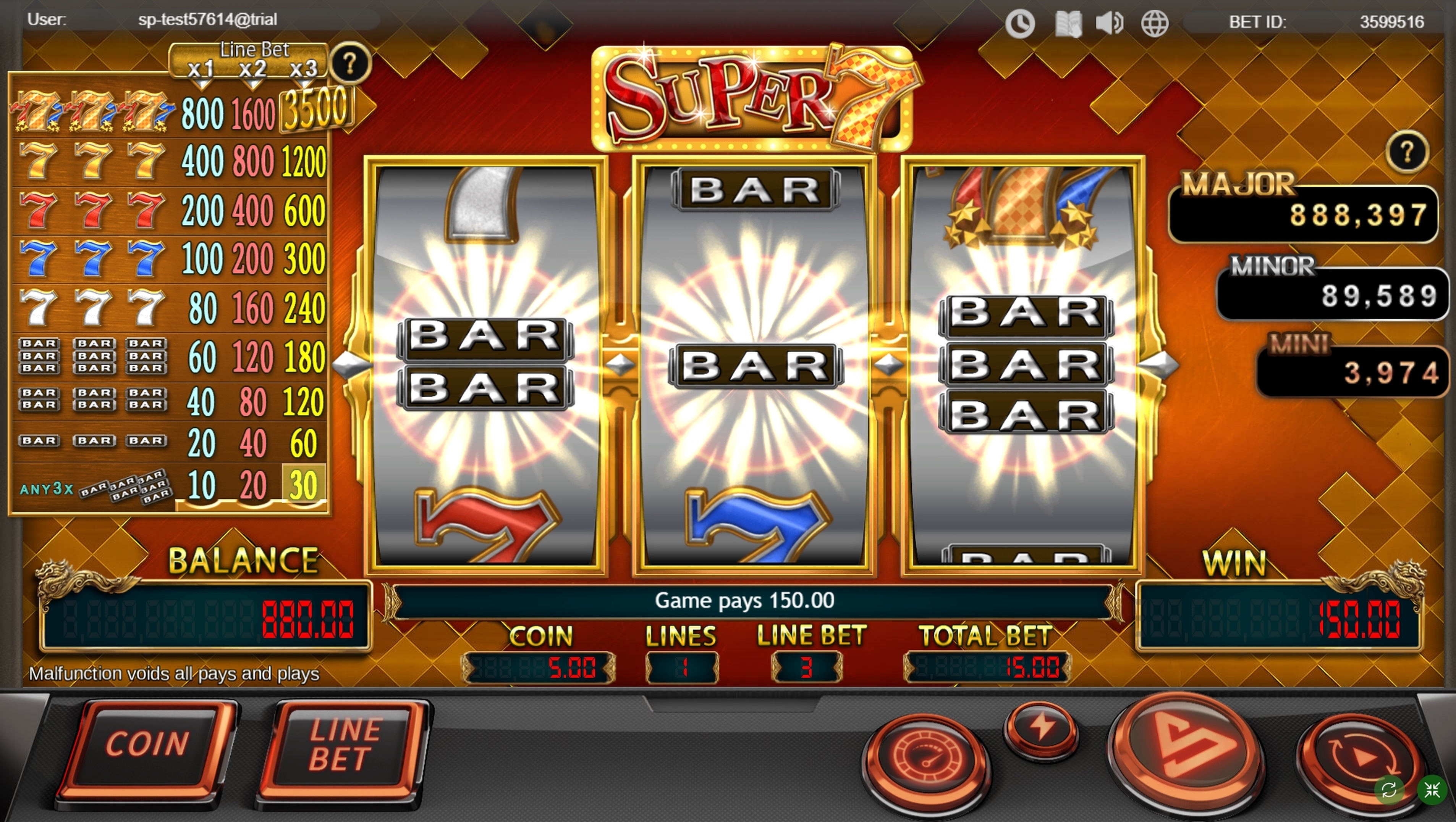 Win Money in Super 7 Free Slot Game by SimplePlay