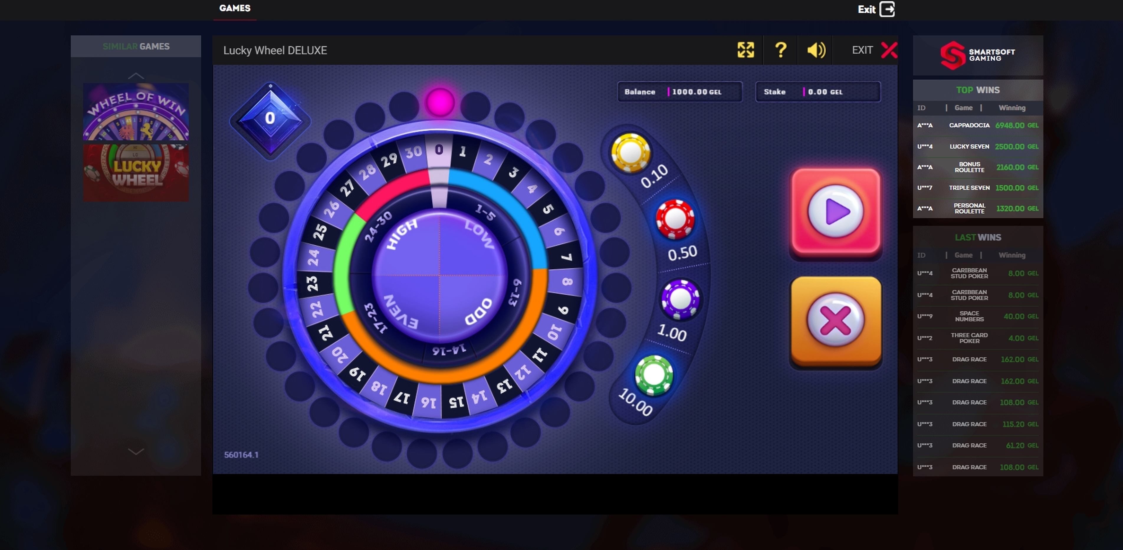 Reels in Lucky Wheel Deluxe Slot Game by Smartsoft Gaming