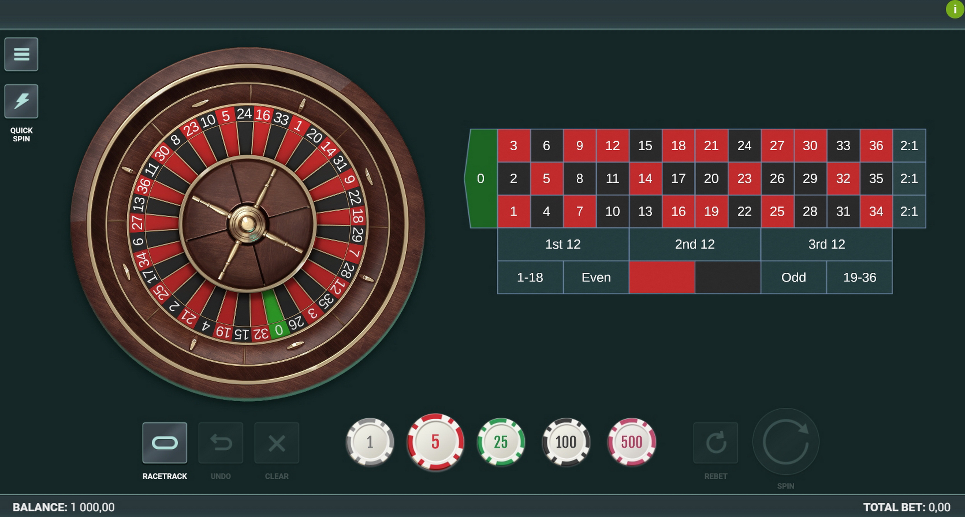 Reels in European Roulette Slot Game by Woohoo