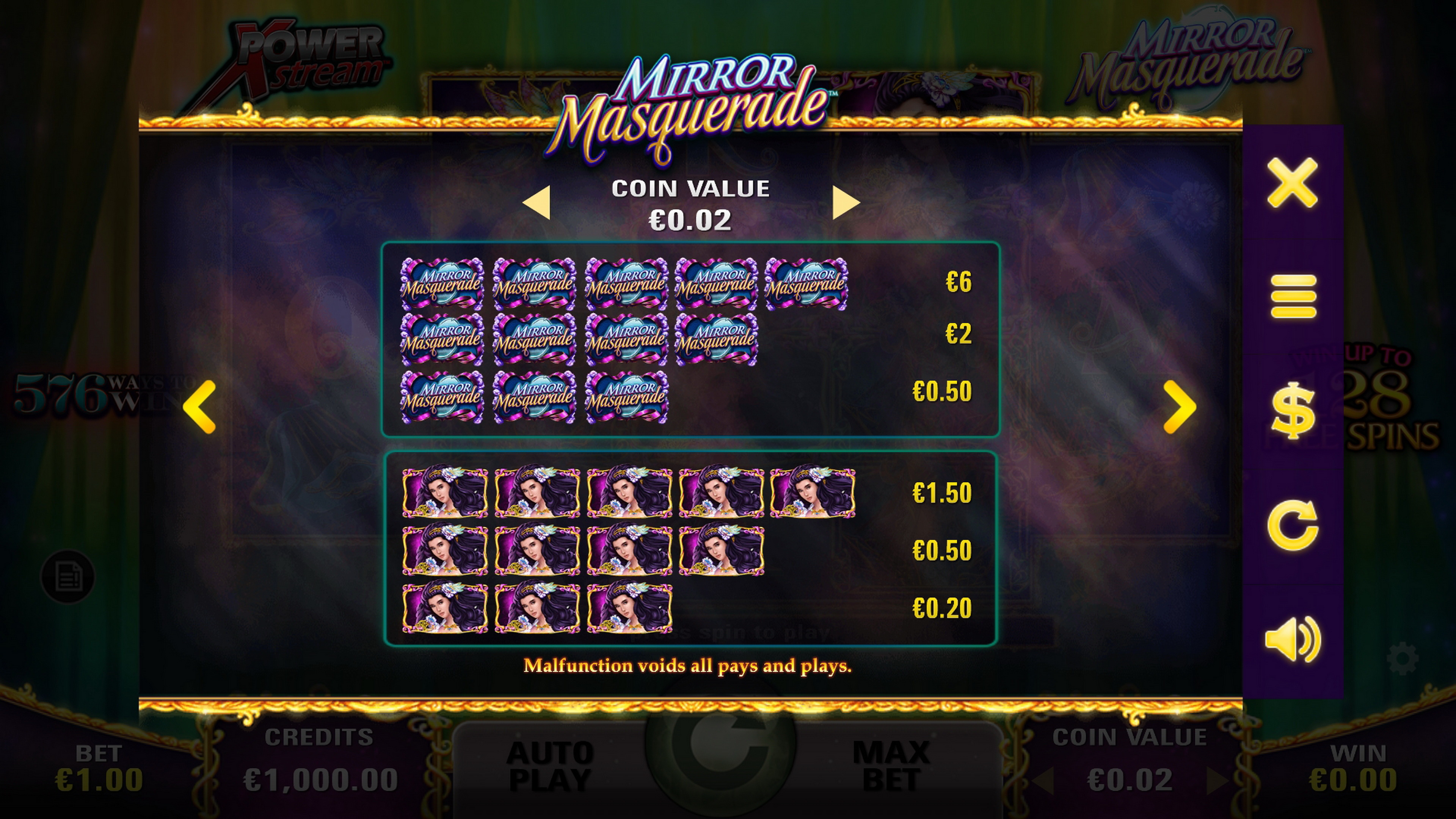 Info of Mirror Masquerade Slot Game by AGS