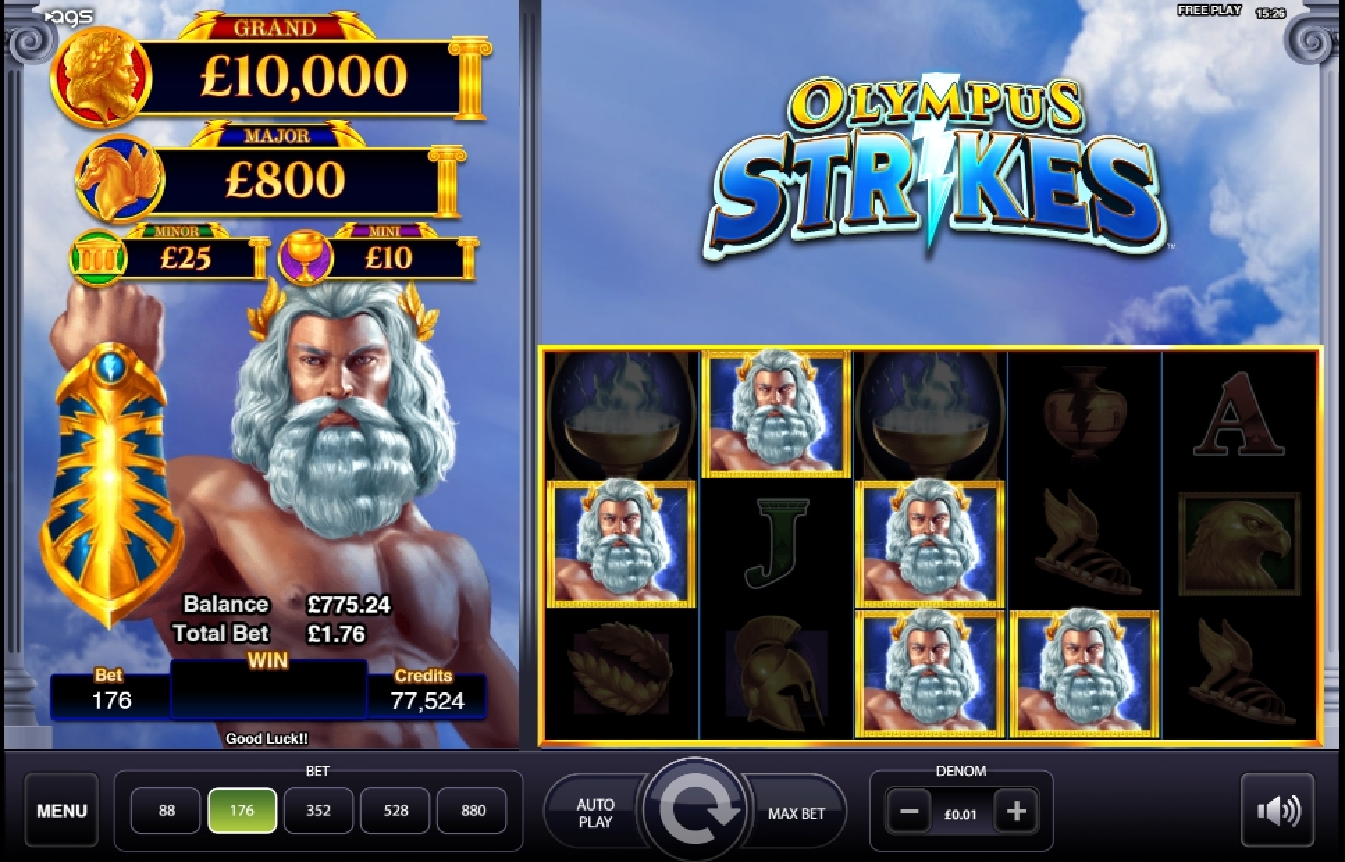 Win Money in Olympus Strikes Free Slot Game by AGS