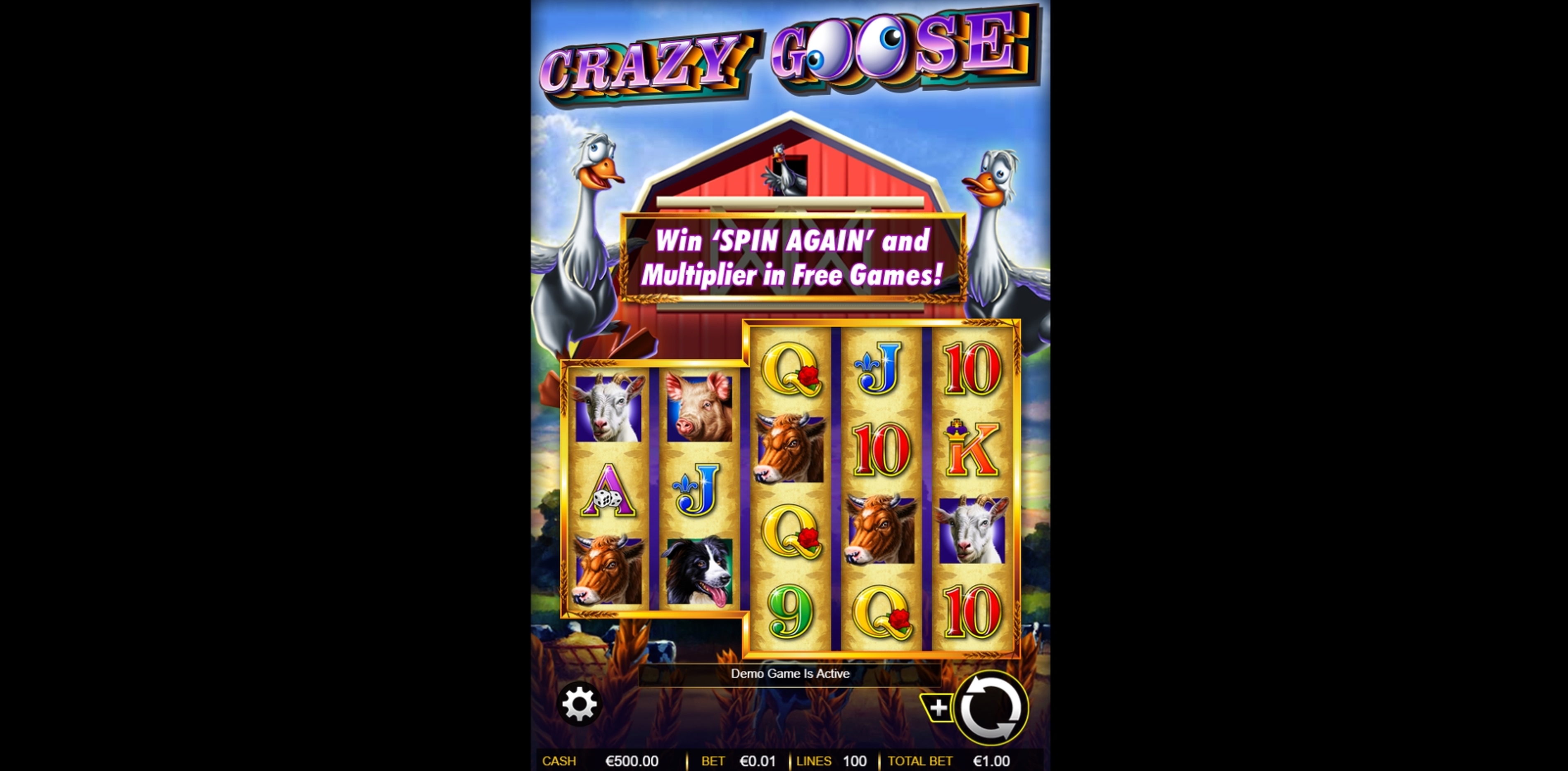 Reels in Crazy Goose Slot Game by Ainsworth Gaming Technology