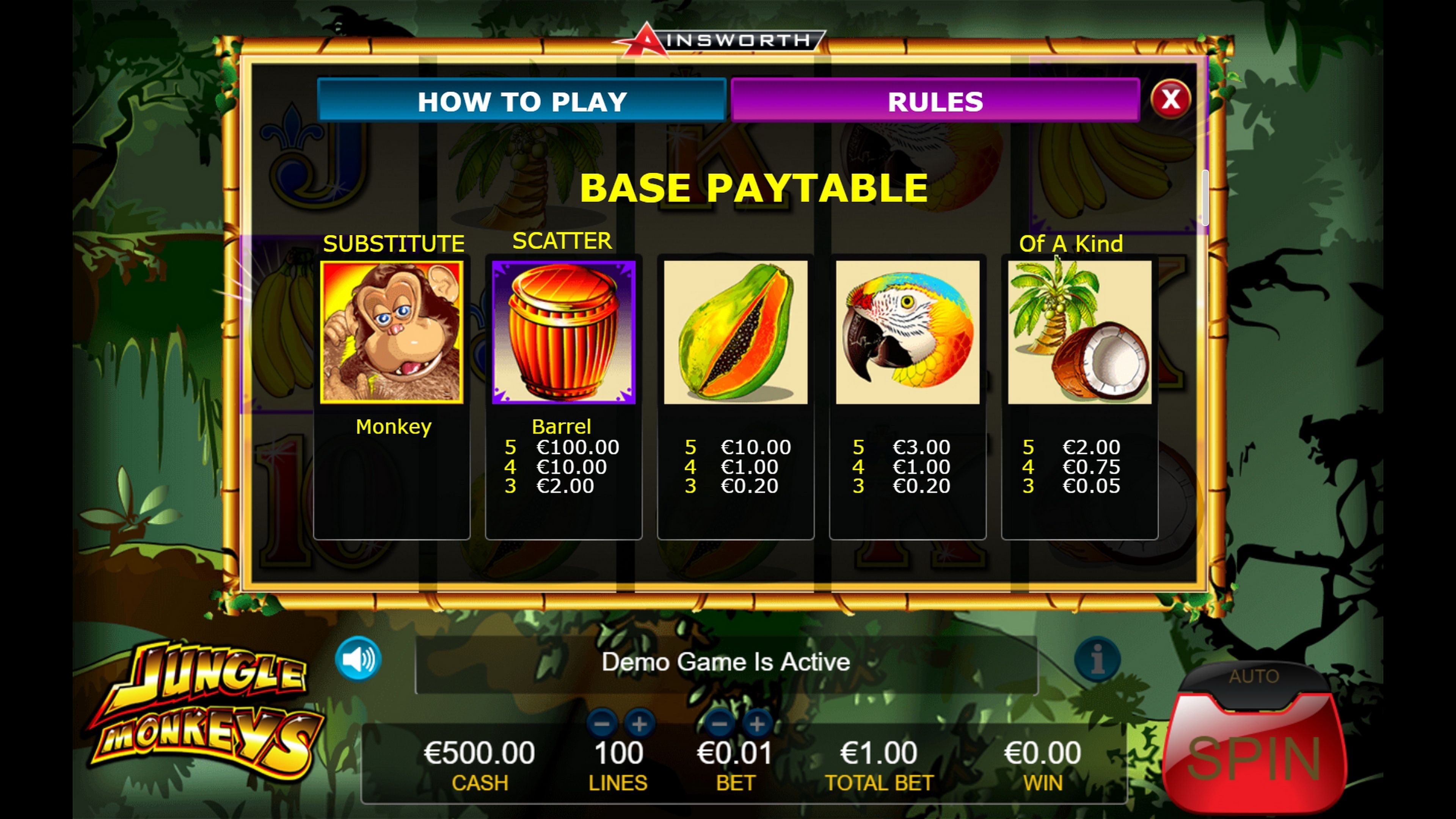 Info of Jungle Monkeys Slot Game by Ainsworth Gaming Technology