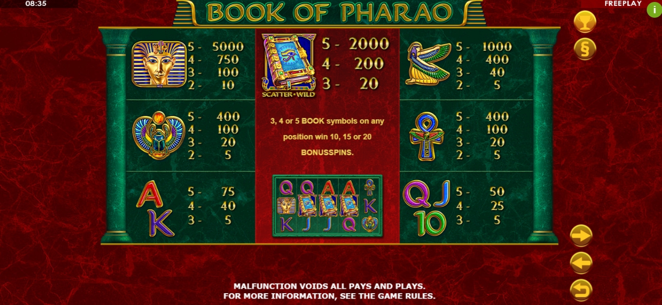 Info of Book of Pharao Slot Game by Amatic Industries