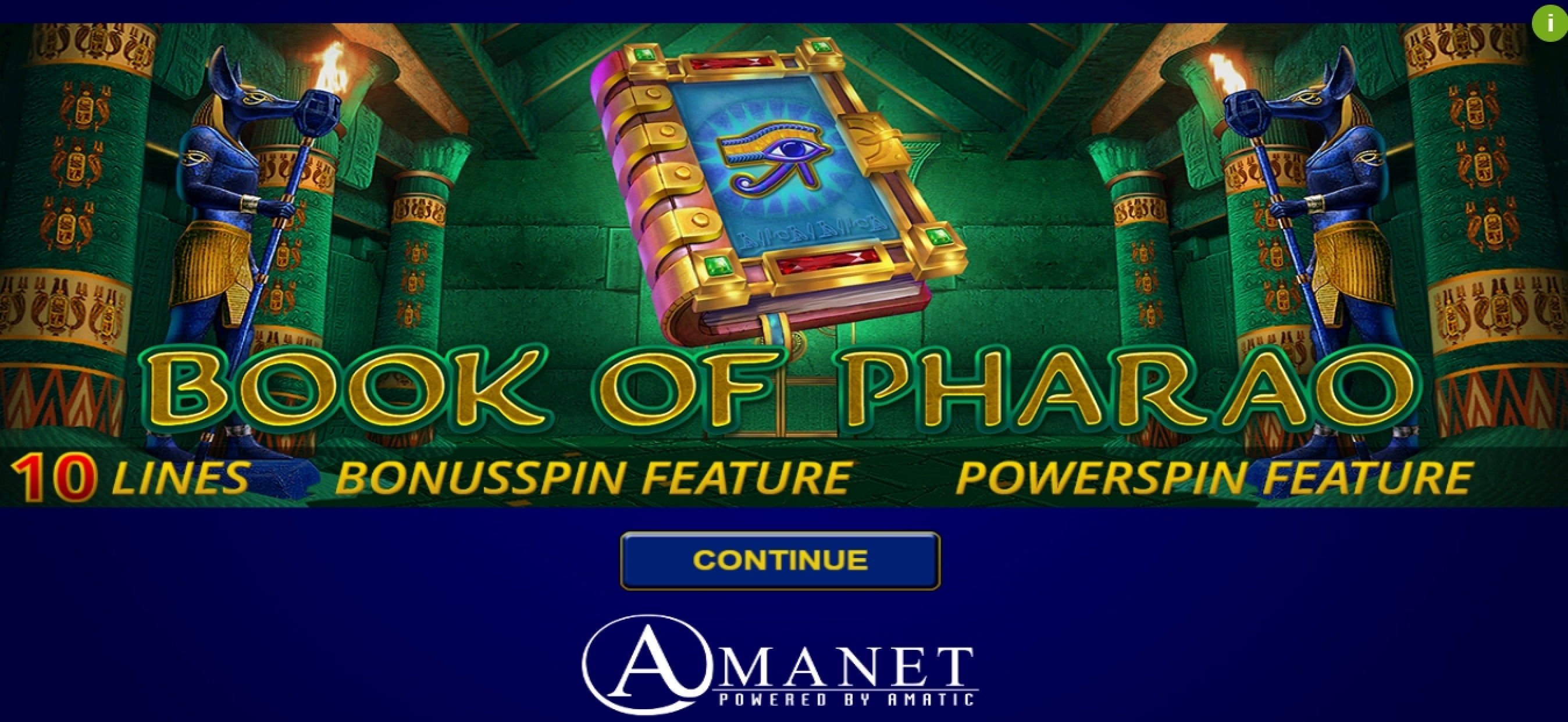 Play Book of Pharao Free Casino Slot Game by Amatic Industries