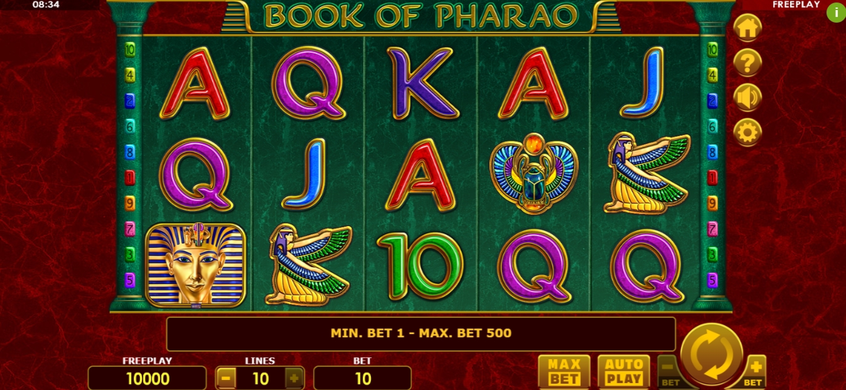 Reels in Book of Pharao Slot Game by Amatic Industries