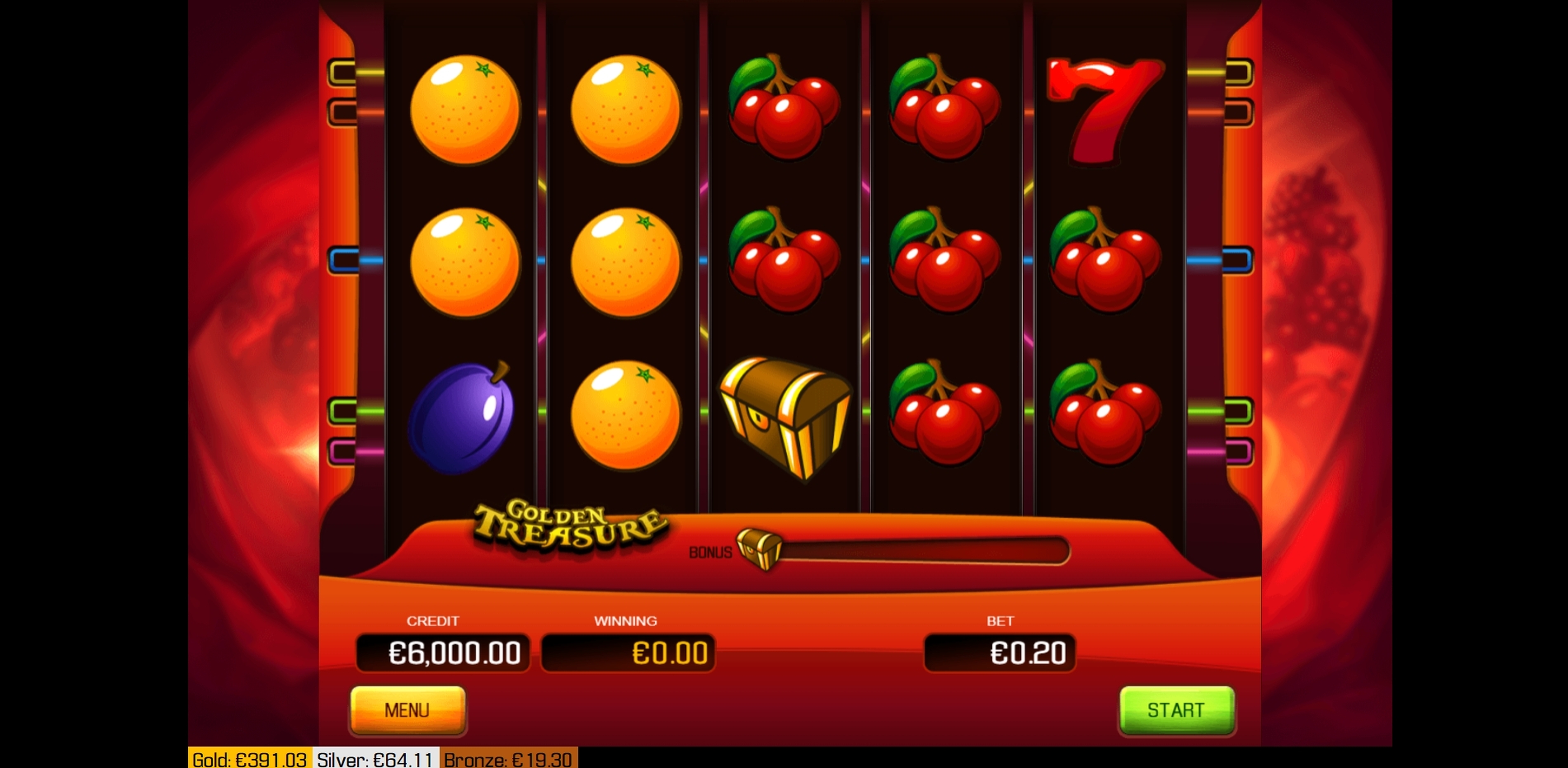 Reels in Golden Treasure Slot Game by Apollo Games