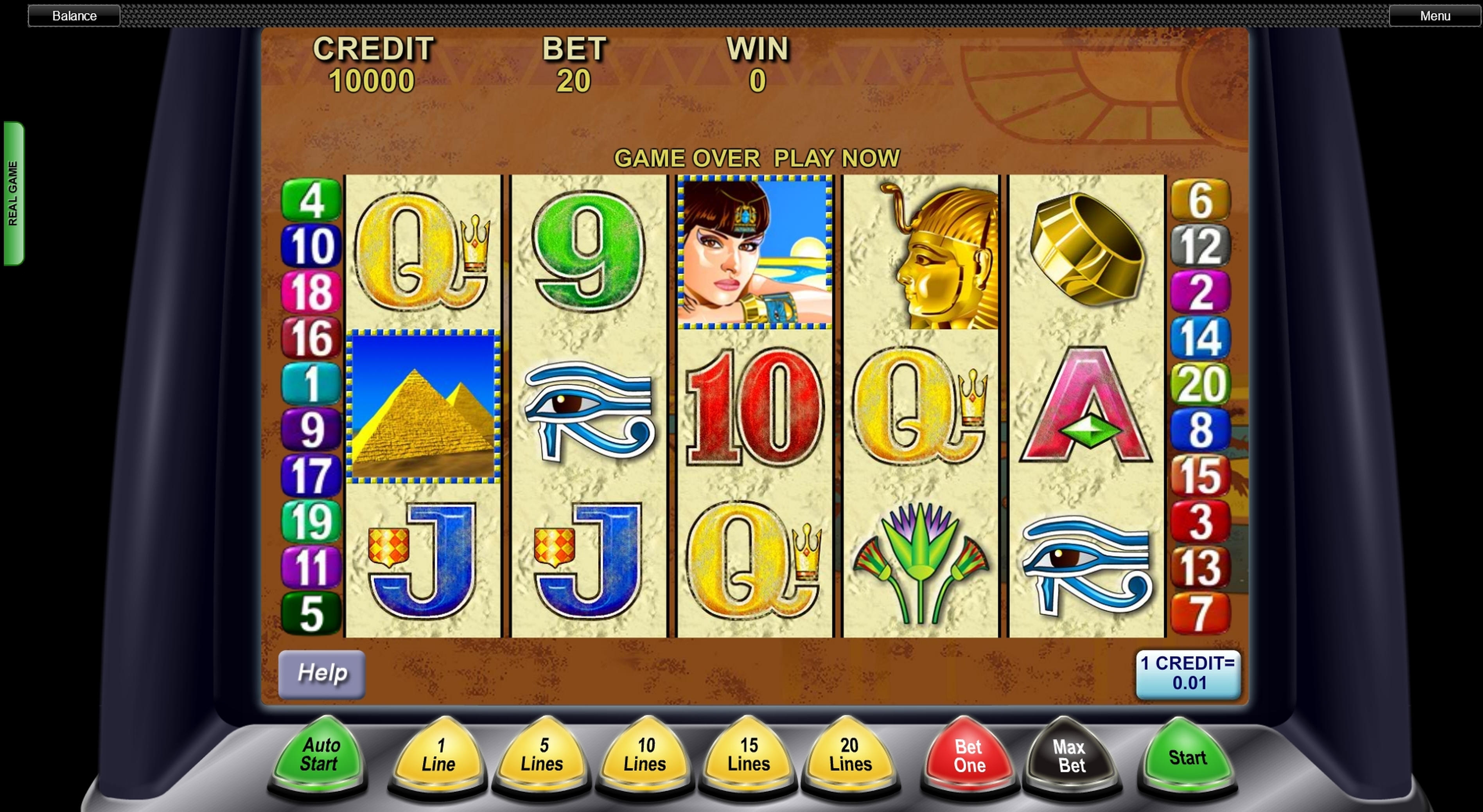 Reels in Queen Of The Nile Slot Game by Aristocrat