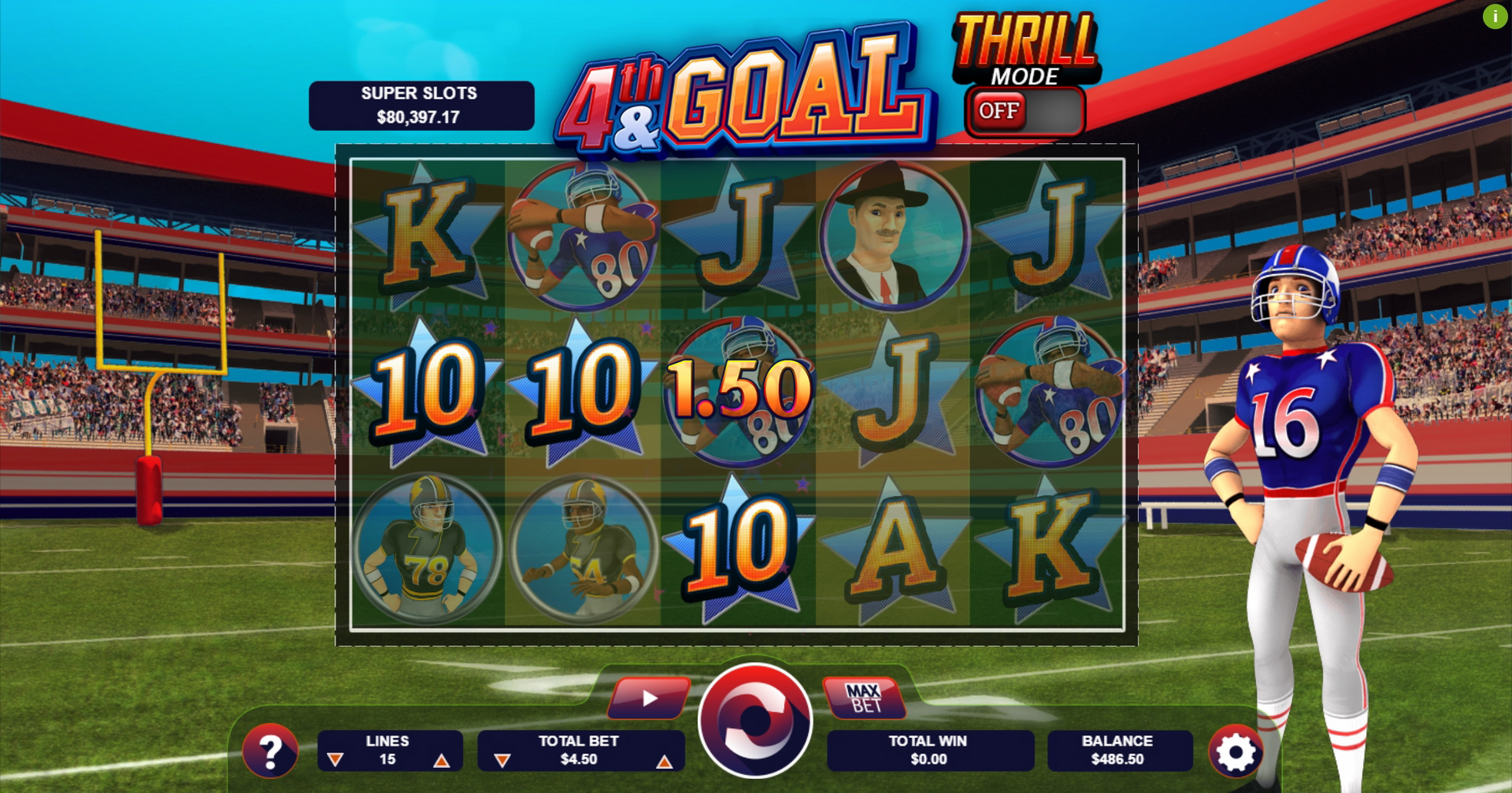 Win Money in 4th and Goal Free Slot Game by Arrows Edge