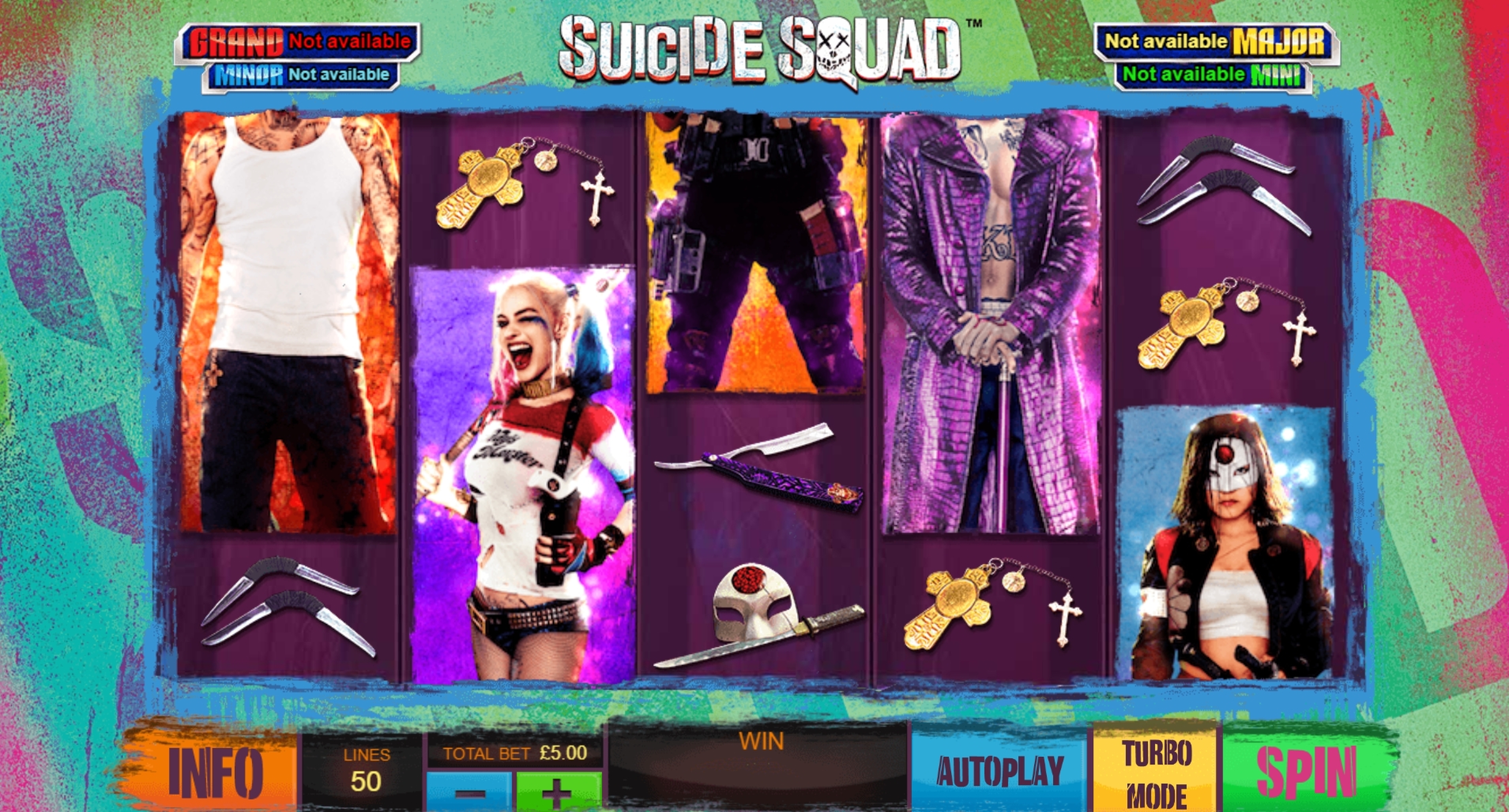 Reels in Suicide Squad Slot Game by Ash Gaming