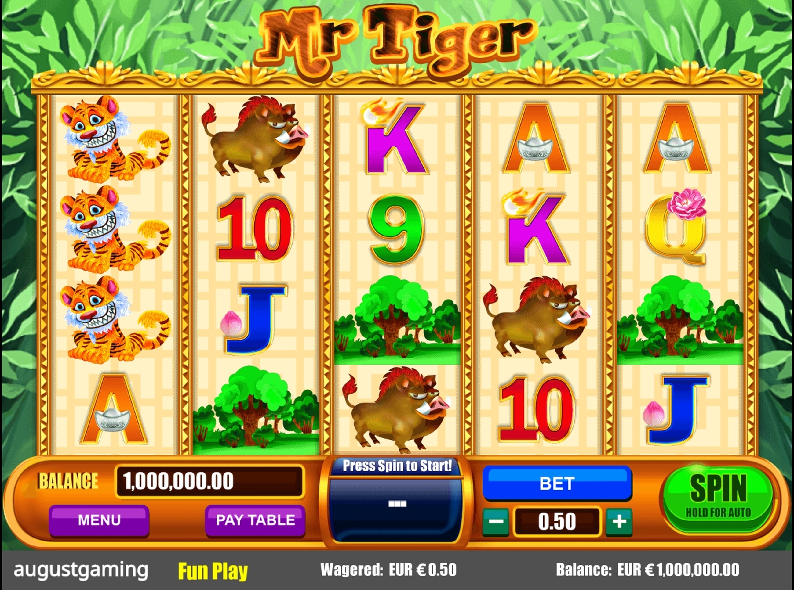 Reels in Mr Tiger Slot Game by August Gaming