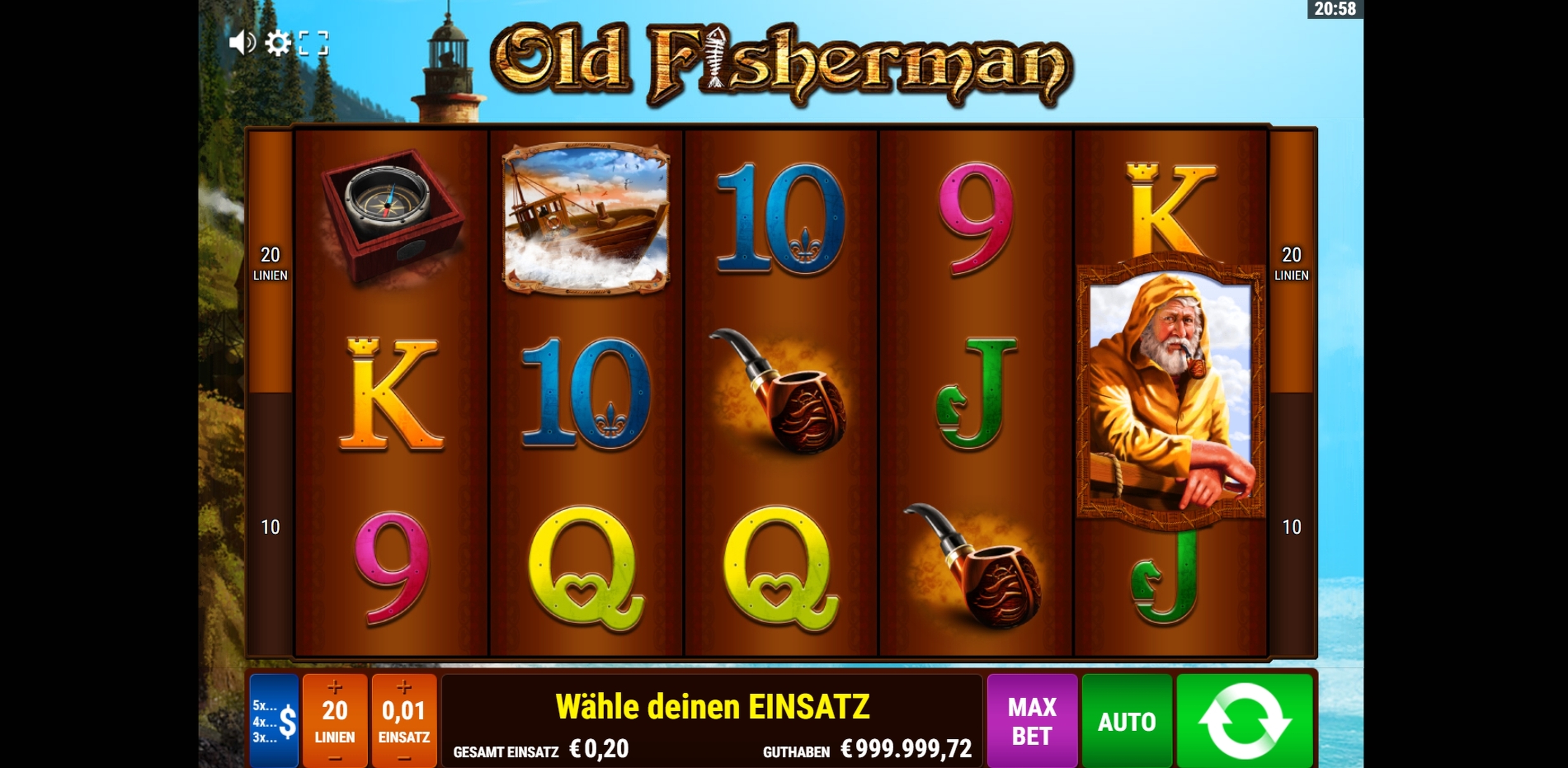 Reels in Old Fisherman Slot Game by Bally Wulff