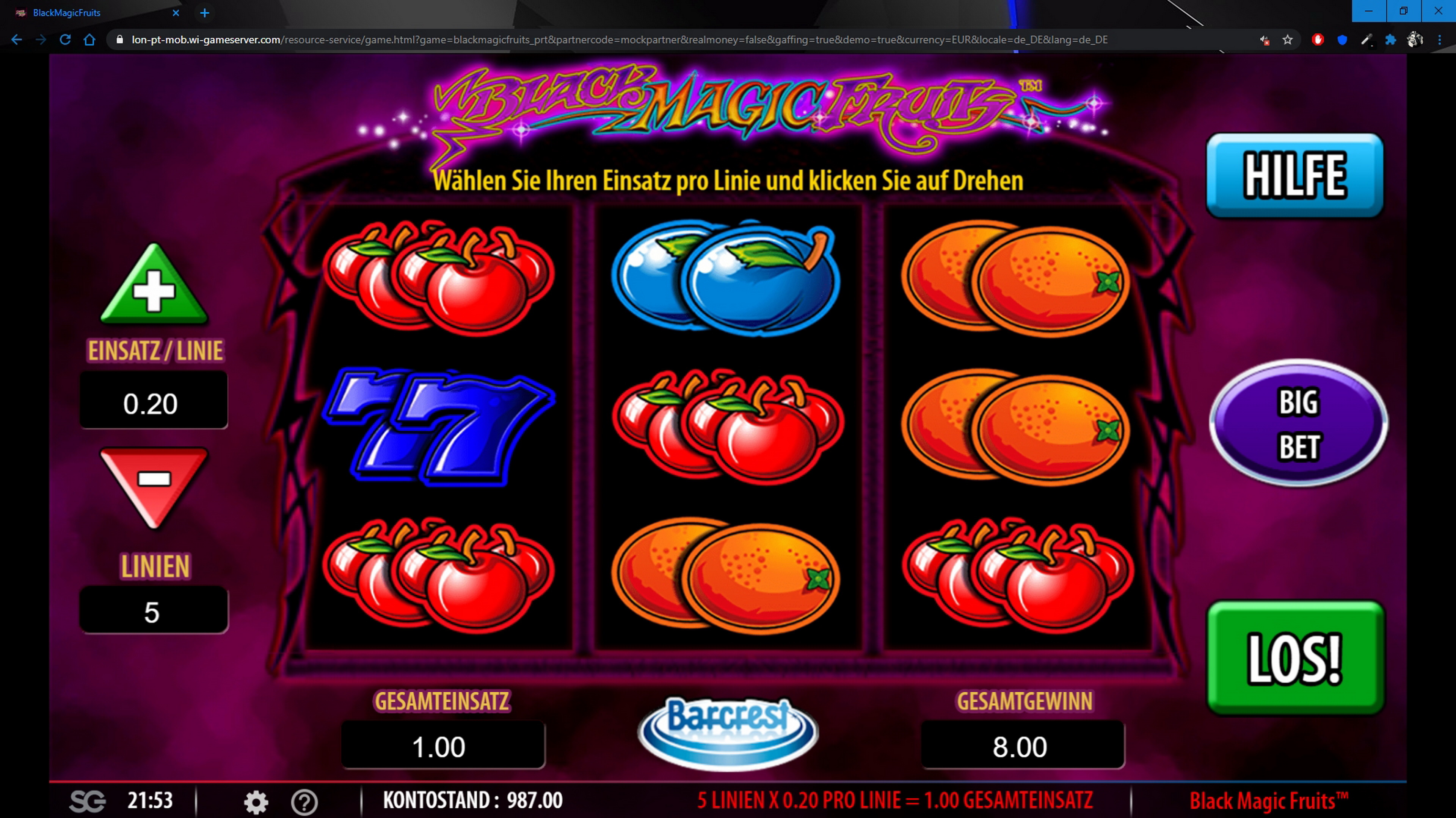 Reels in Black Magic Fruits Slot Game by Barcrest Games