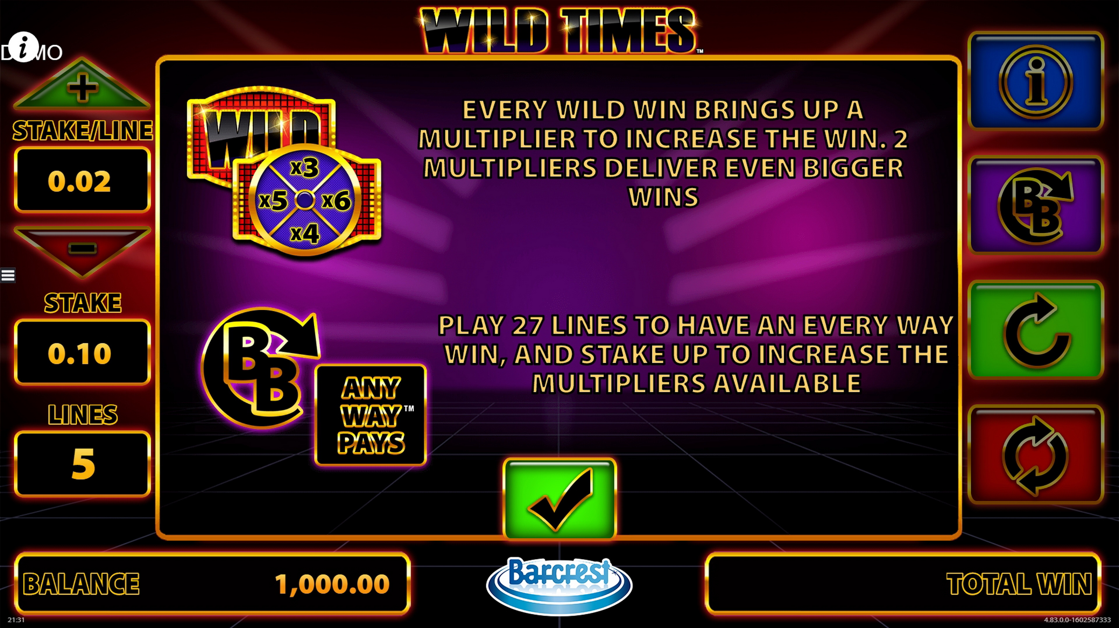 Play Wild Times Free Casino Slot Game by Barcrest Games