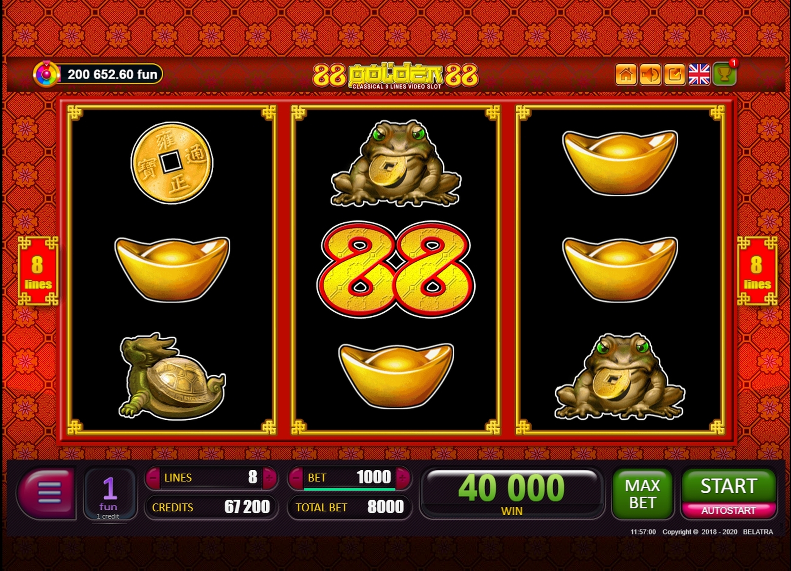 Win Money in 88 Golden 88 Free Slot Game by Belatra Games