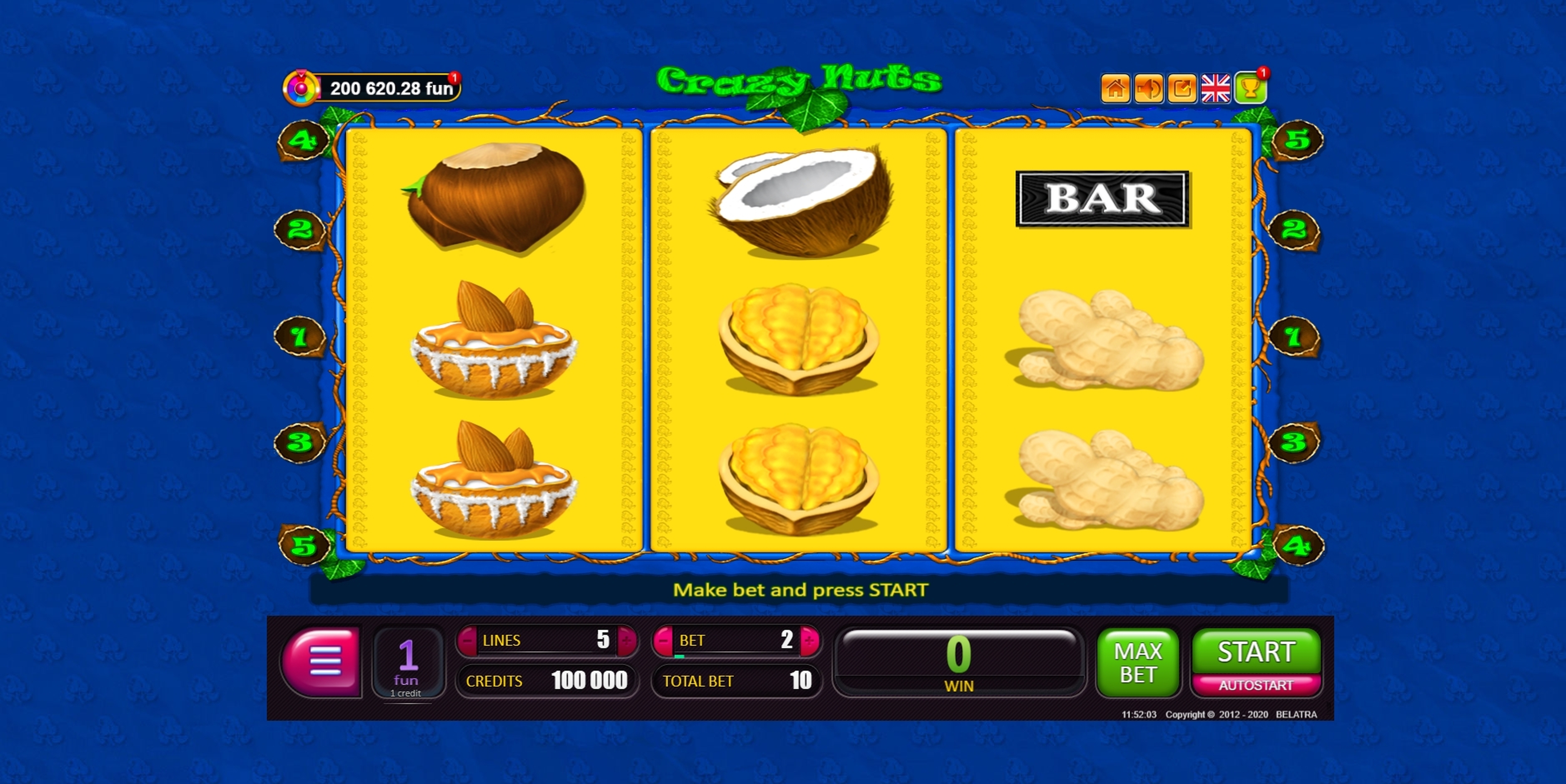 Reels in Crazy Nuts Slot Game by Belatra Games
