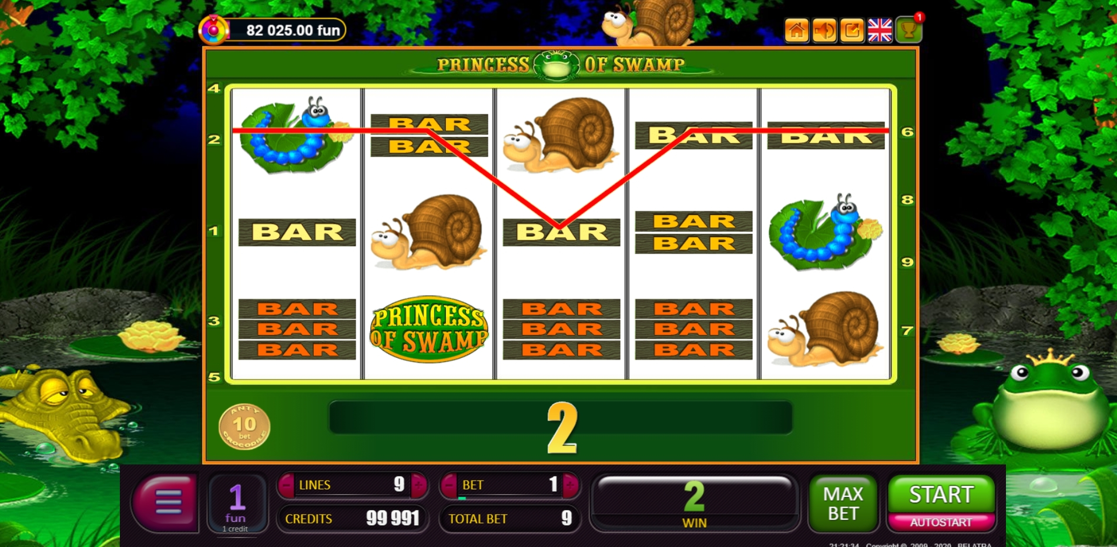 Win Money in Princess of Swamp Free Slot Game by Belatra Games