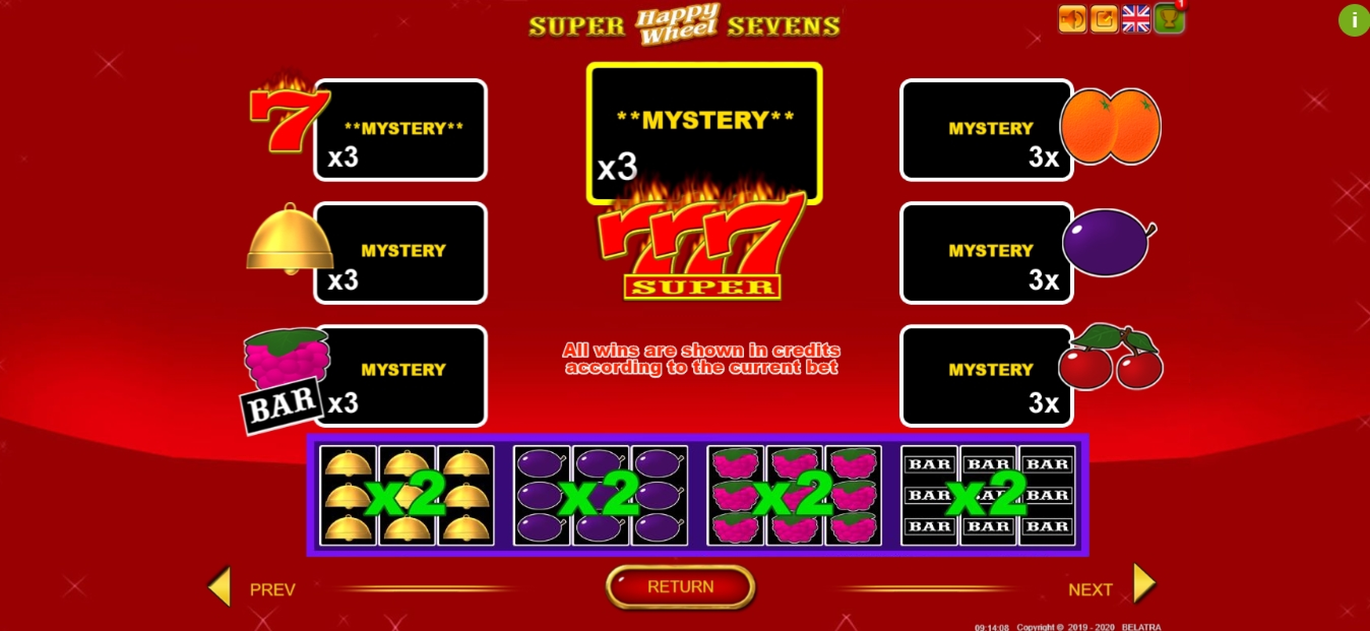 Info of Super Sevens Happy Wheel Slot Game by Belatra Games