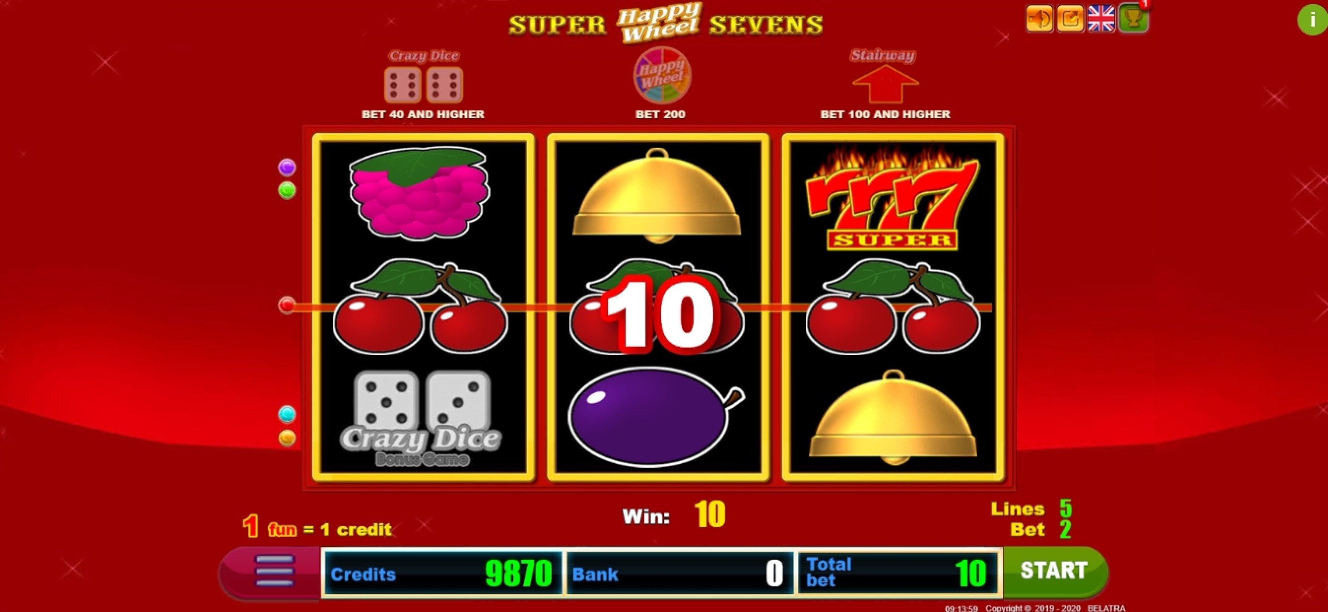 Win Money in Super Sevens Happy Wheel Free Slot Game by Belatra Games