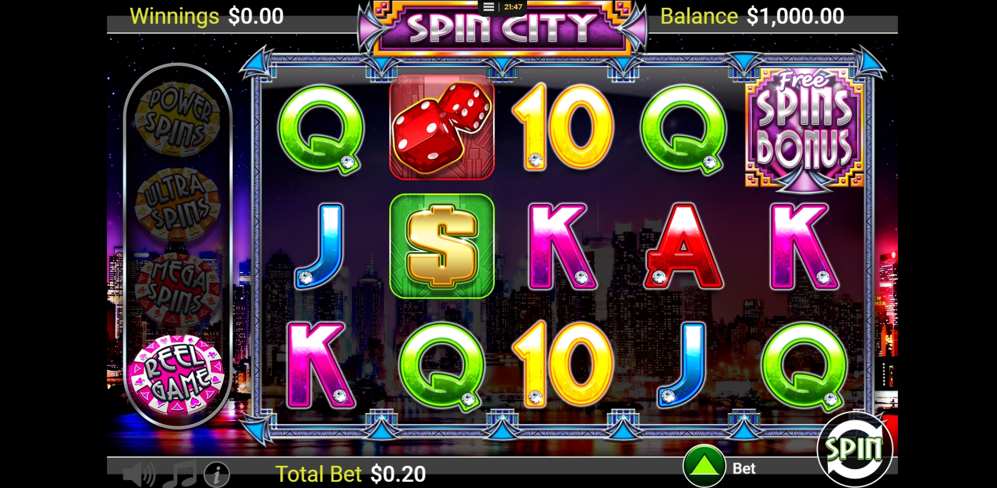 Reels in Free Spin City Slot Game by Betdigital