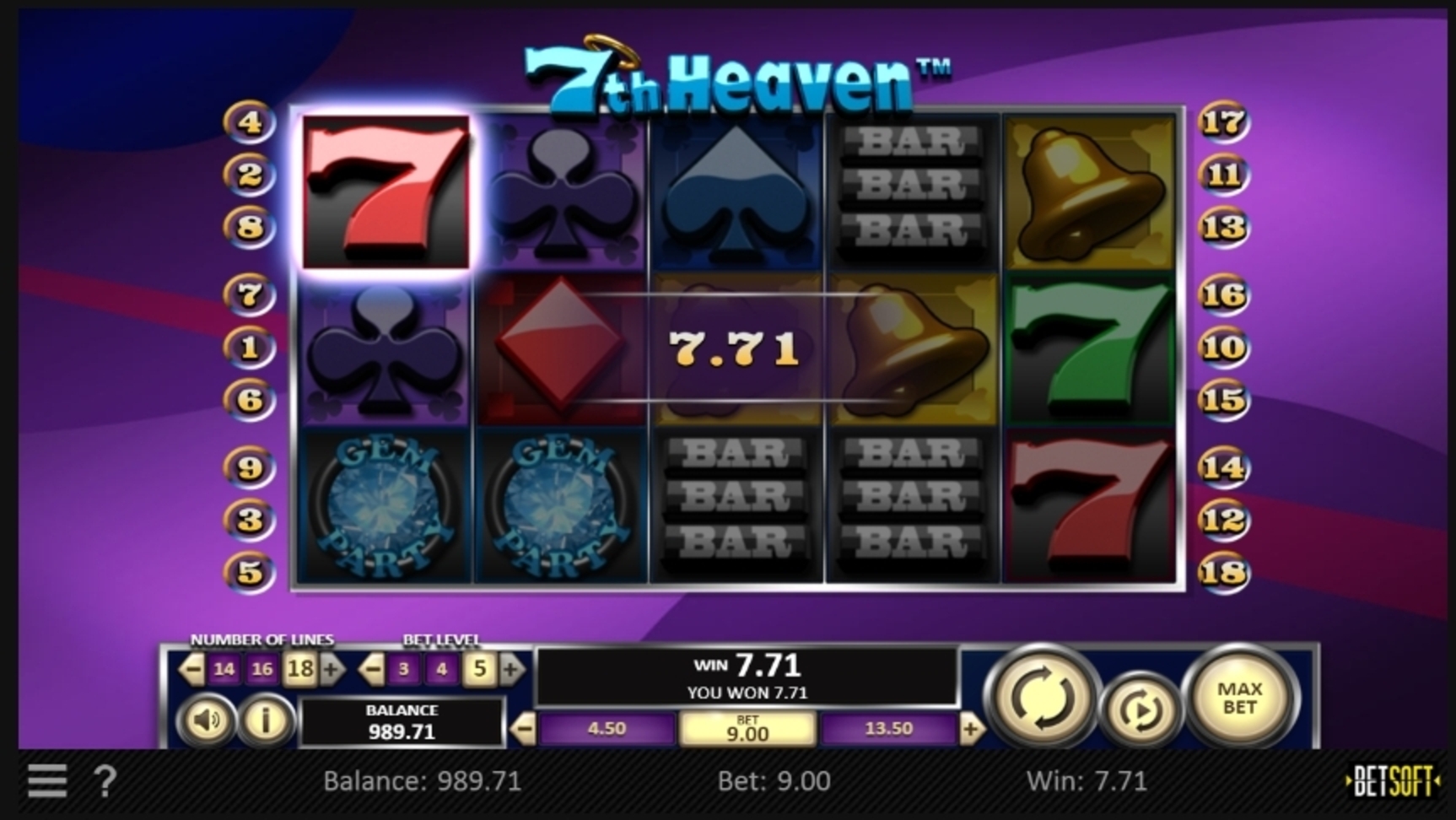 Win Money in 7th Heaven Free Slot Game by Betsoft