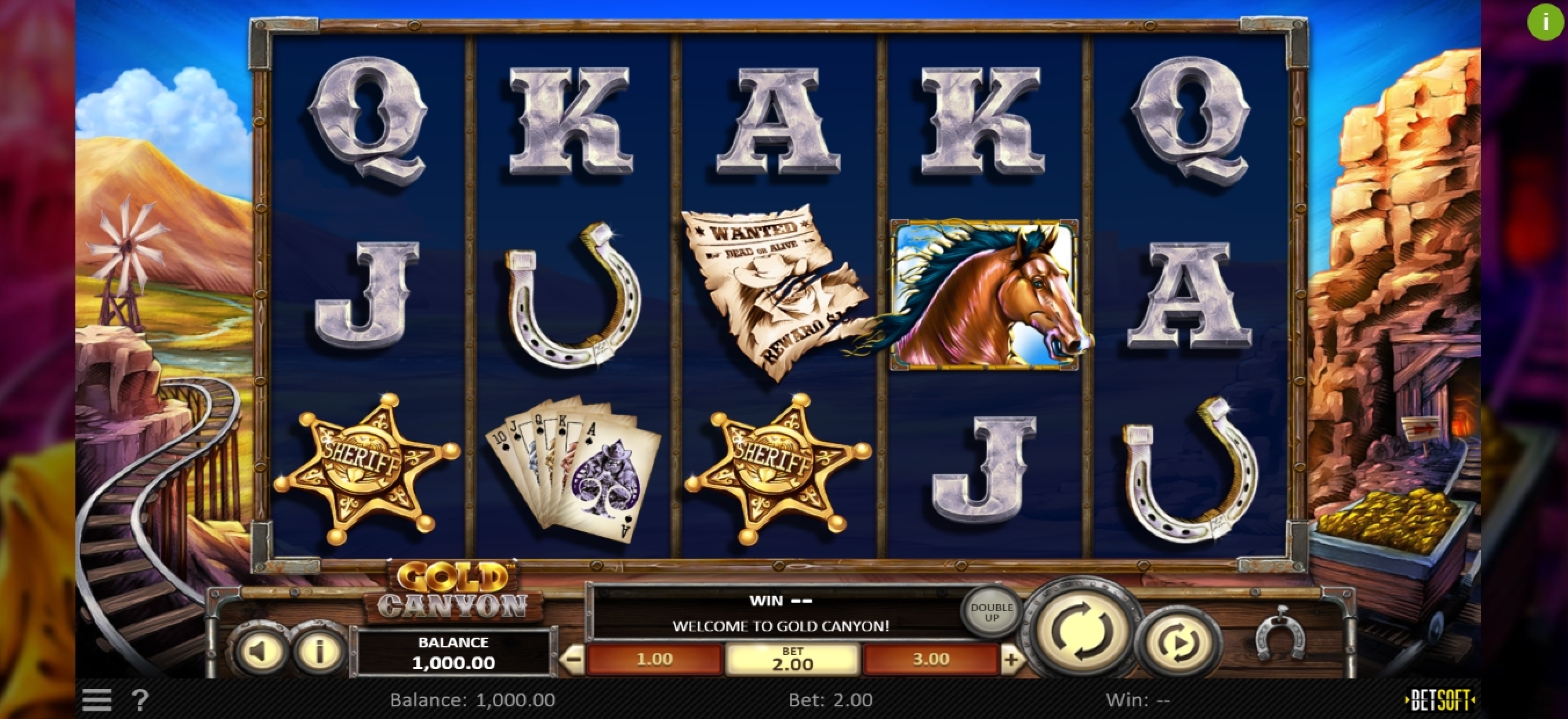 Reels in Gold Canyon Slot Game by Betsoft