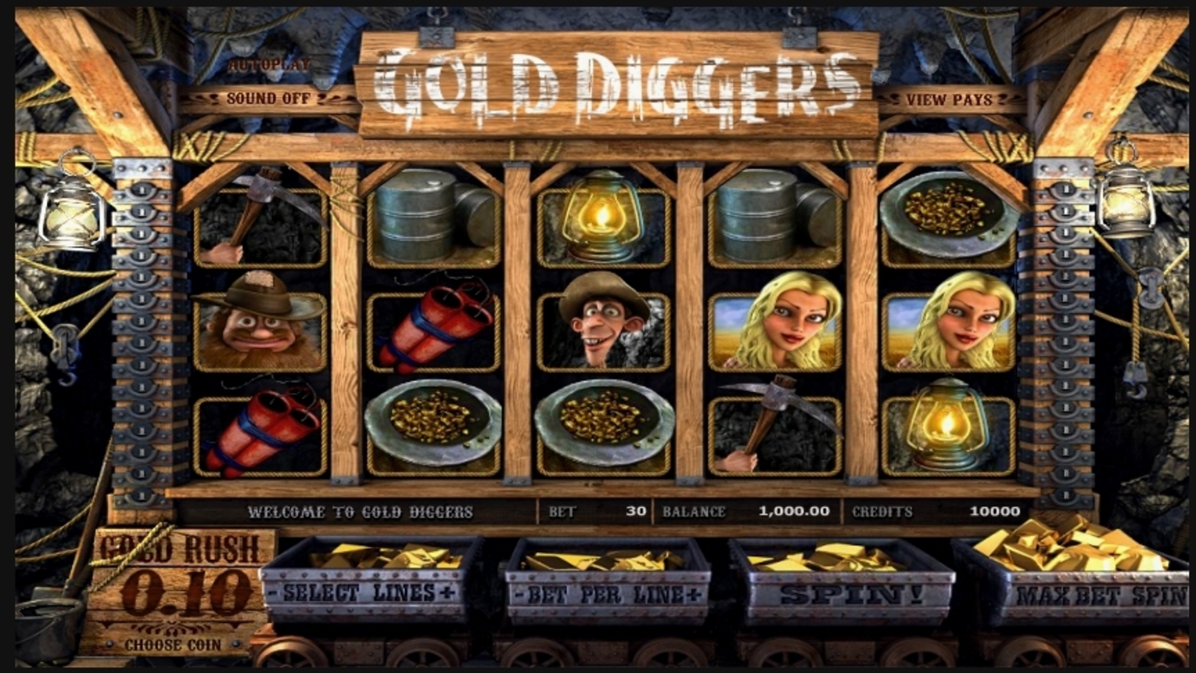 Reels in Gold Diggers Slot Game by Betsoft