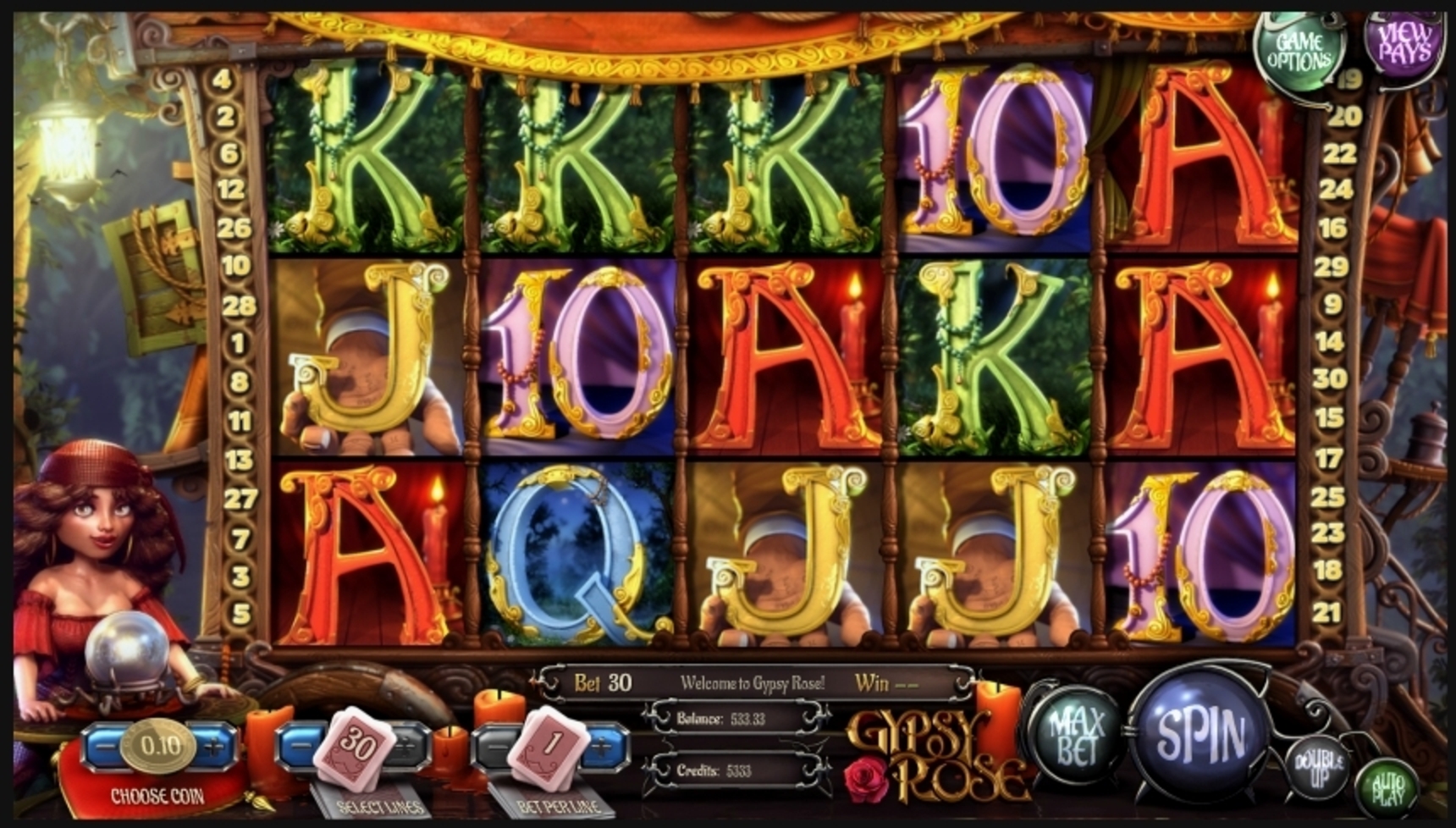 Reels in Gypsy Rose Slot Game by Betsoft