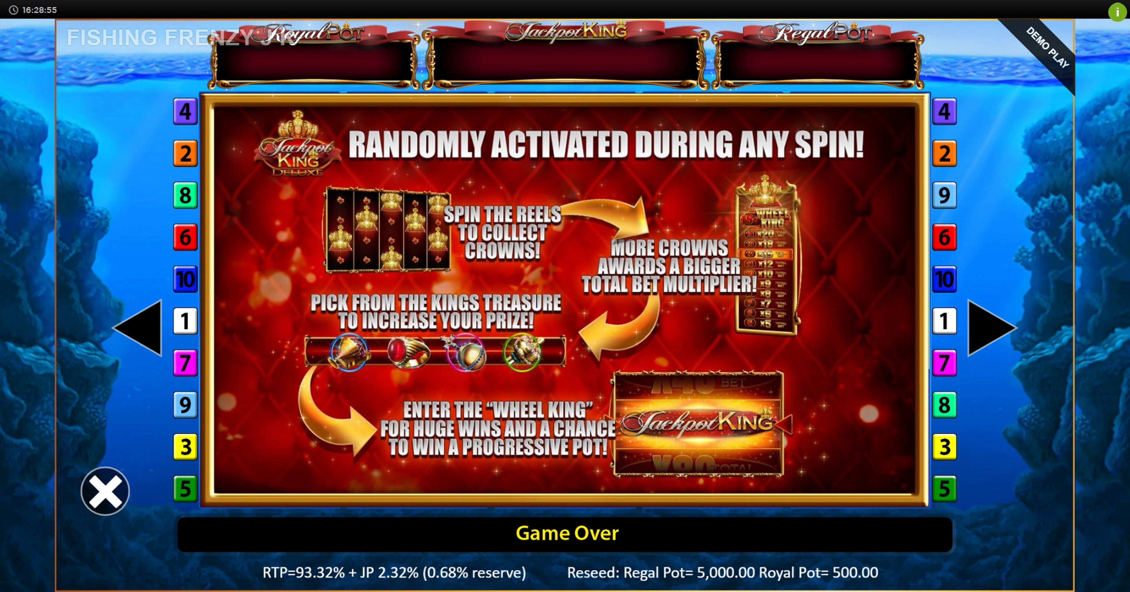 Info of Fishin Frenzy Jackpot King Slot Game by Blueprint Gaming