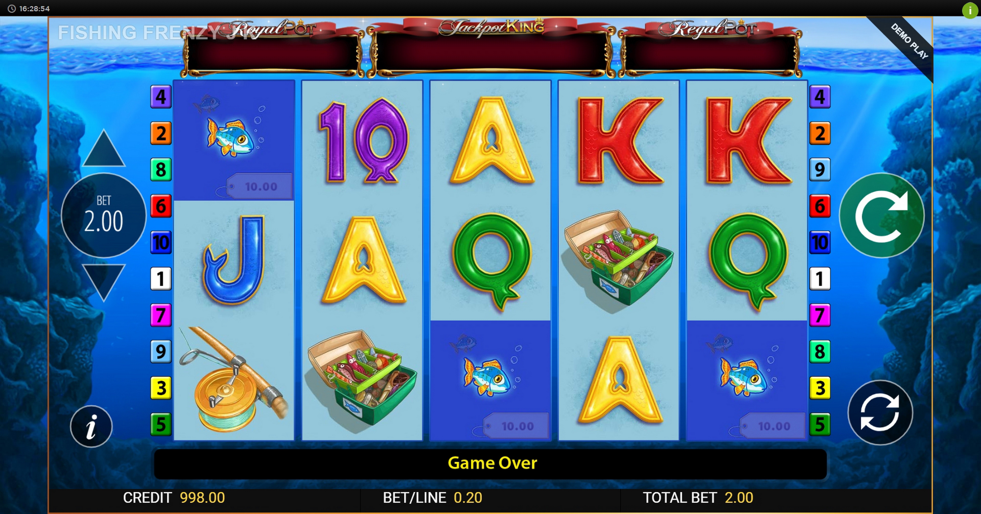 Reels in Fishin Frenzy Jackpot King Slot Game by Blueprint Gaming
