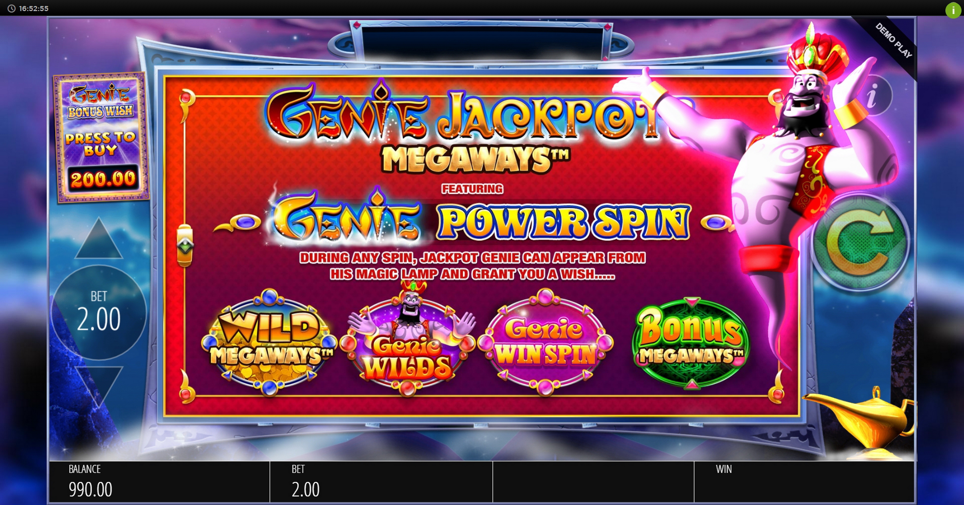 Play Genie Jackpots Megaways Free Casino Slot Game by Blueprint Gaming