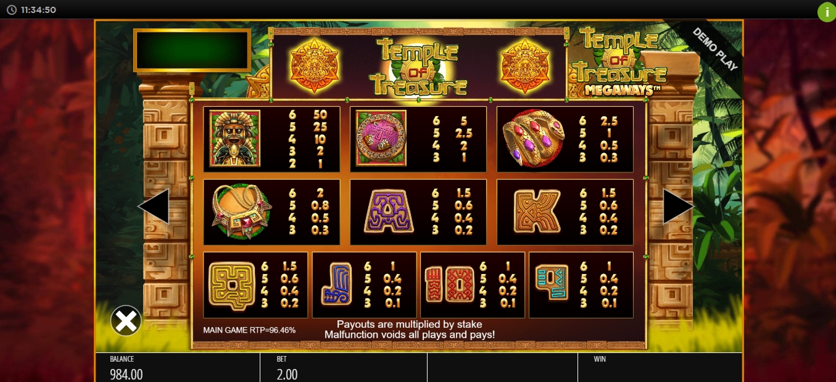 Info of Temple of Treasure Megaways Slot Game by Blueprint Gaming