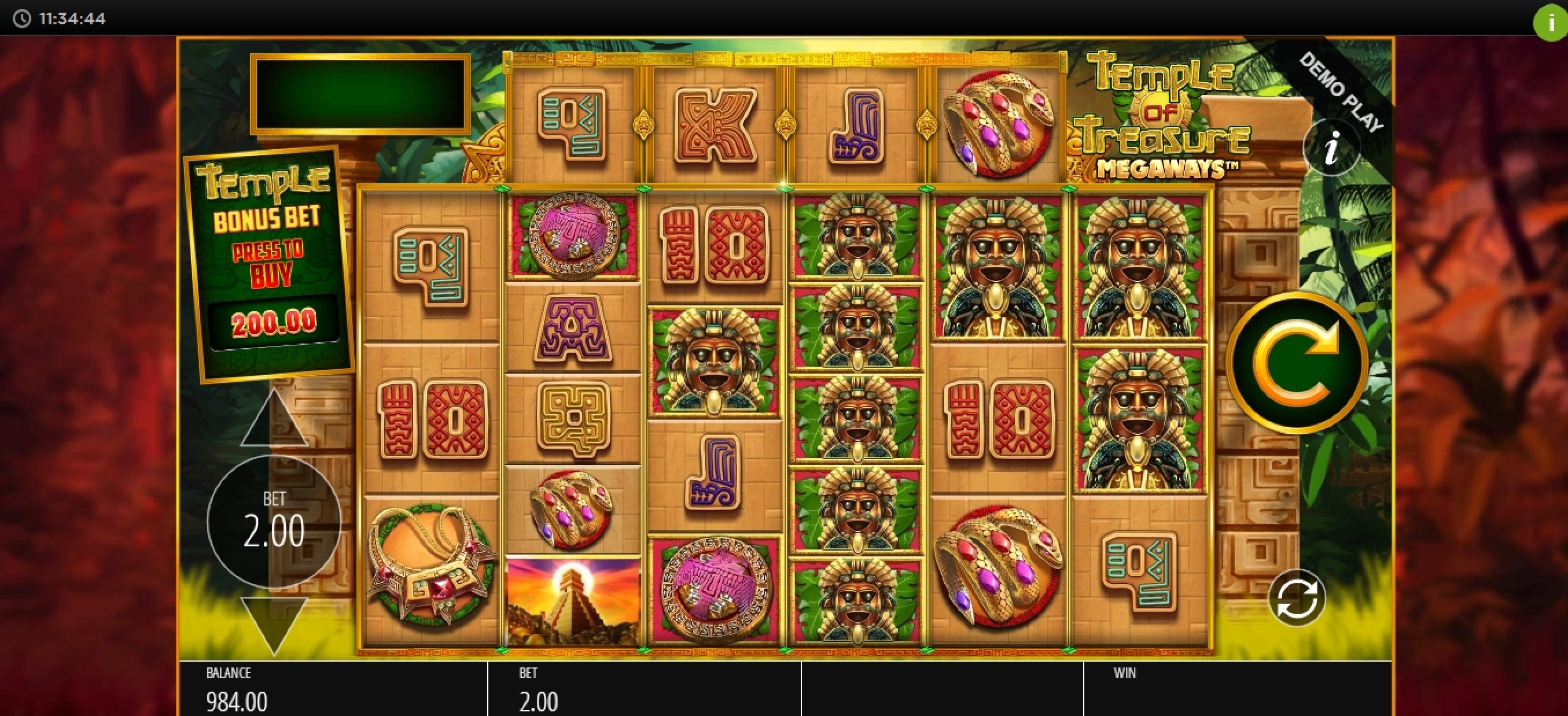 Reels in Temple of Treasure Megaways Slot Game by Blueprint Gaming