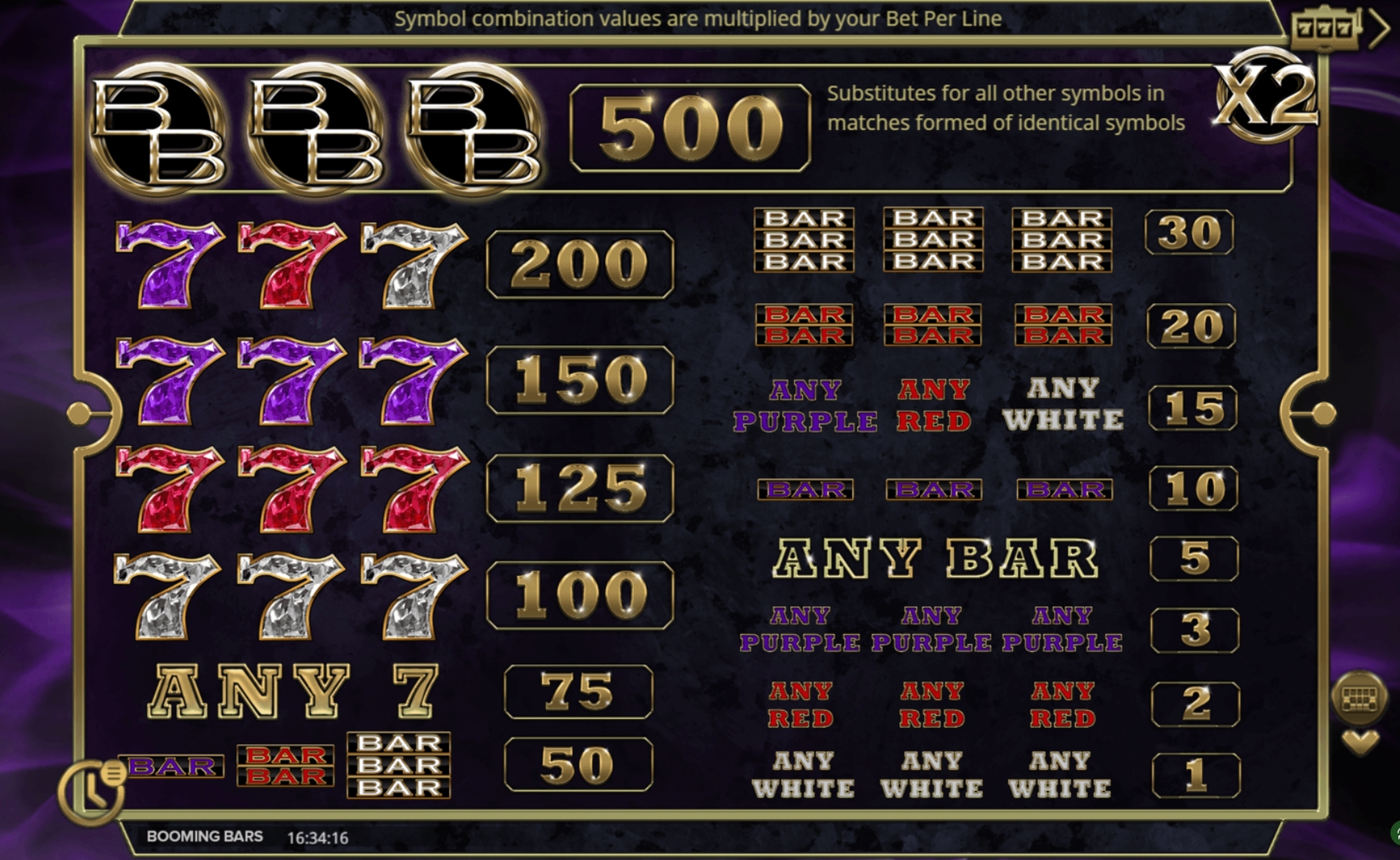 Info of Booming Bars Slot Game by Booming Games