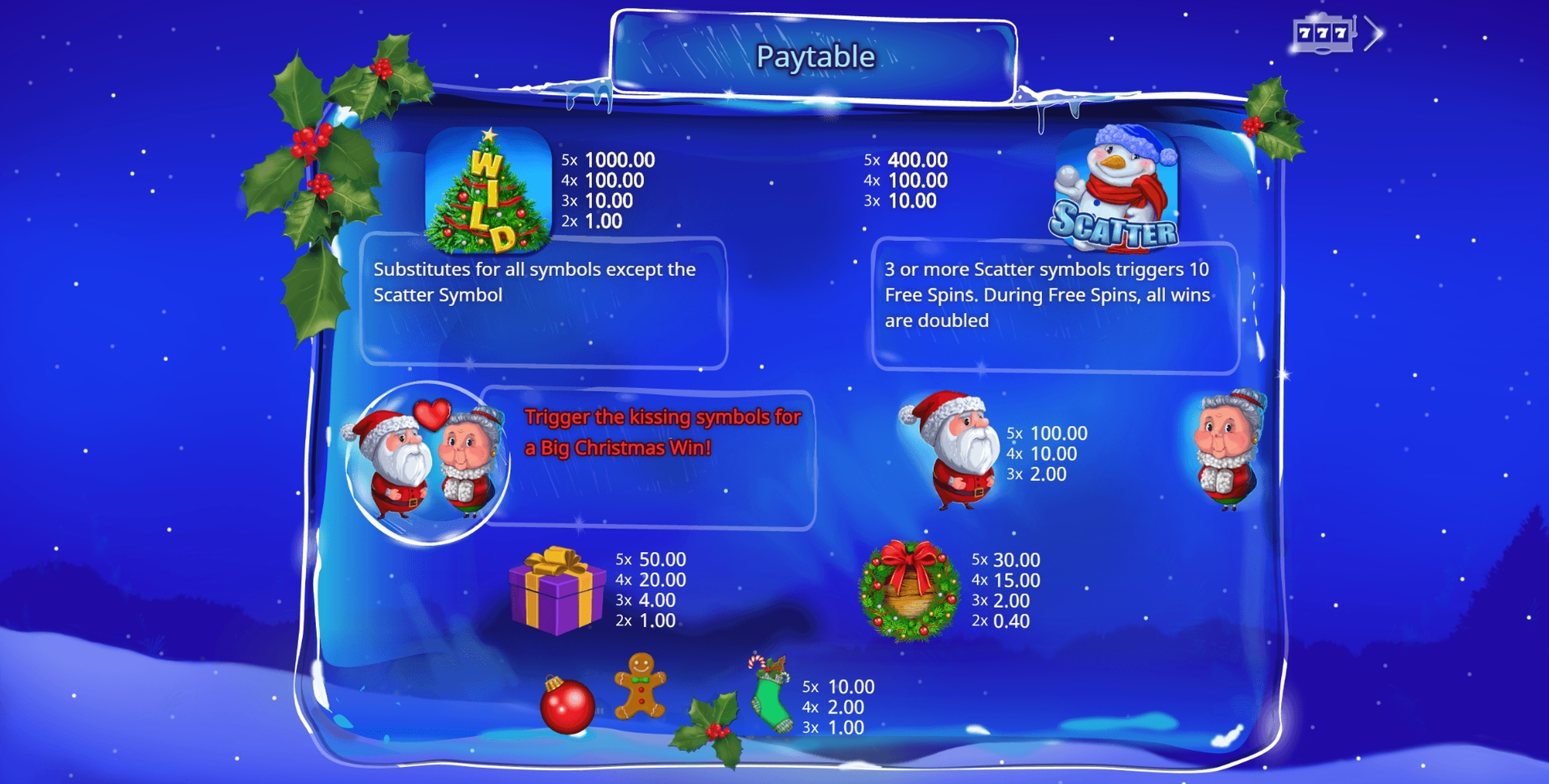 Info of Santa's Kiss Slot Game by Booming Games
