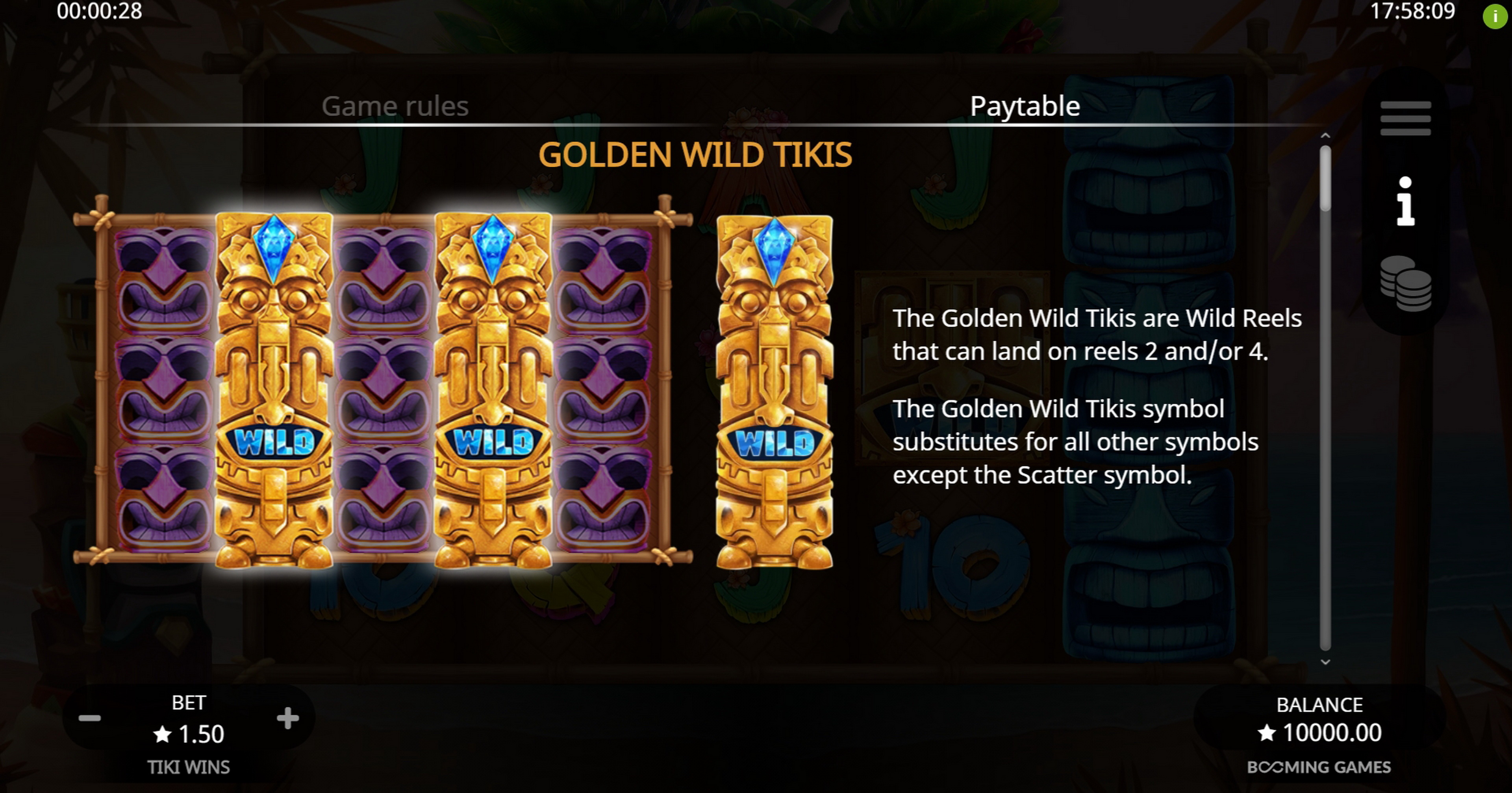Info of Tiki Wins Slot Game by Booming Games