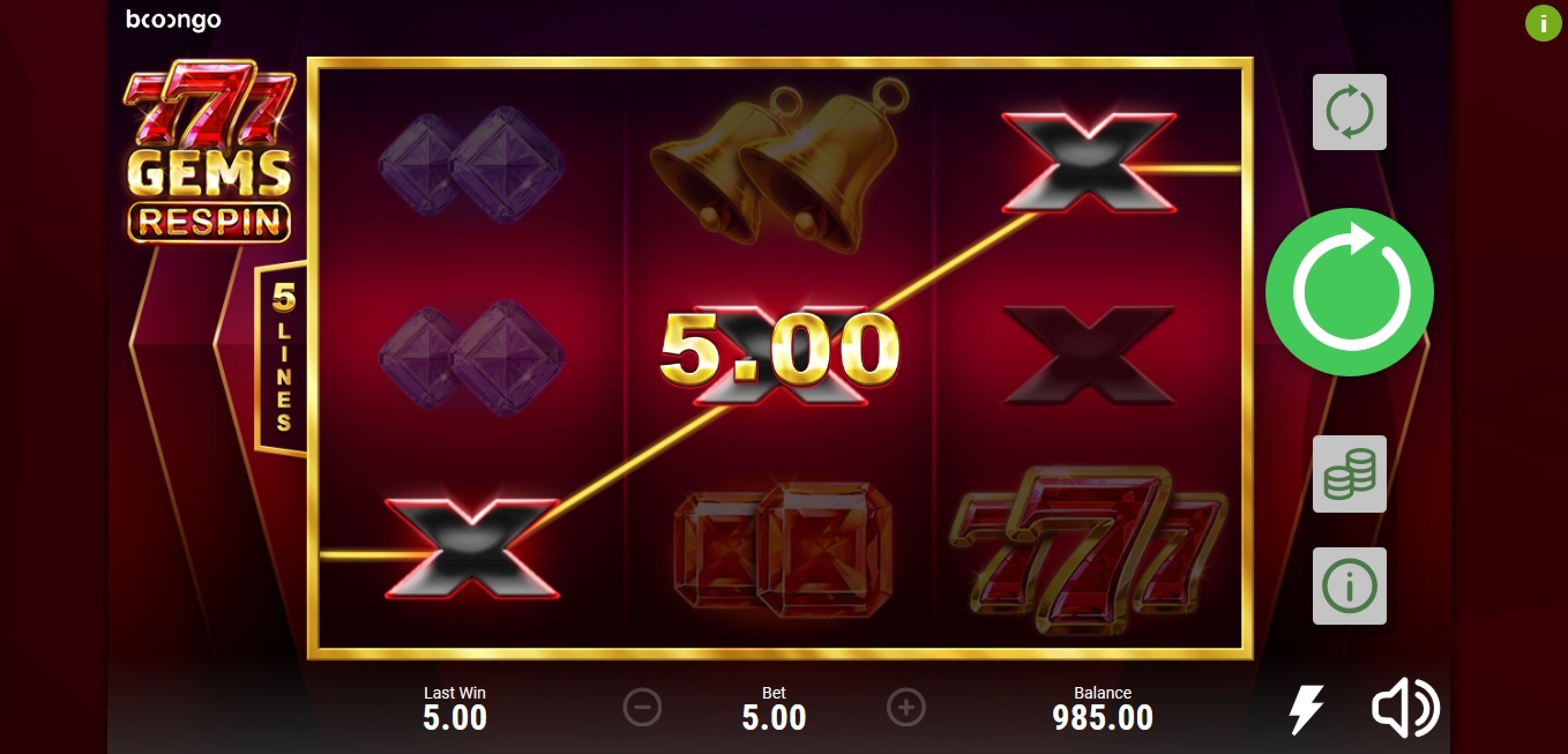 Win Money in 777 Gems Respin Free Slot Game by Booongo Gaming