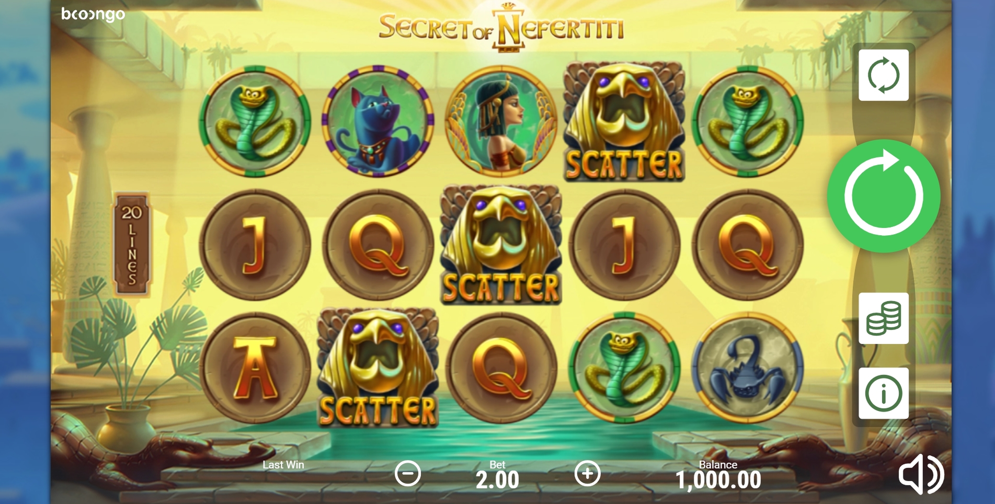 Reels in Secret Of Nefertiti Slot Game by Booongo Gaming