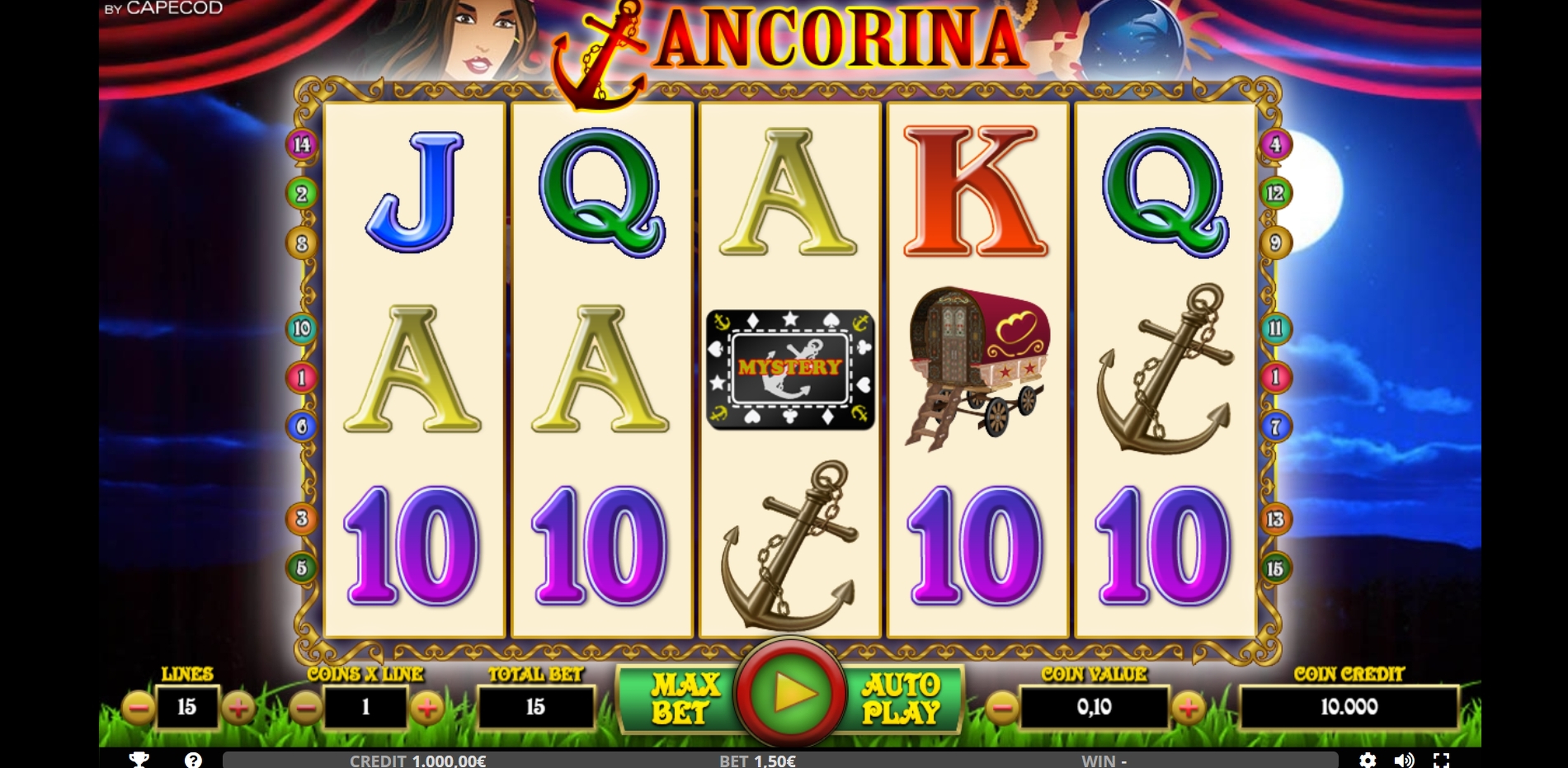 Reels in ANCORINA Slot Game by Capecod Gaming